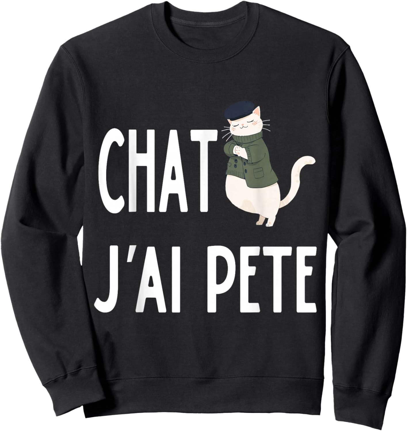 Chat, J'Ai Pété French Cat I Farted Funny Meme for AI Lovers Sweatshirt - Sweatshirt | Black