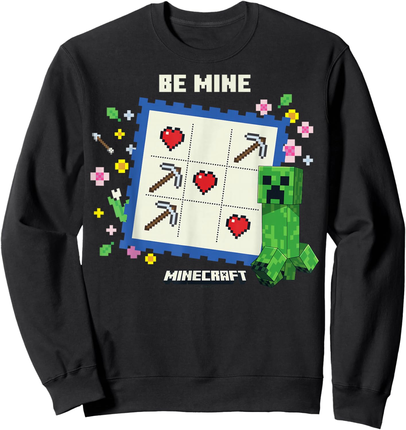 Minecraft Valentine's Day Be Mine Creeper Valentine's Card Sweatshirt - Sweatshirt | Black