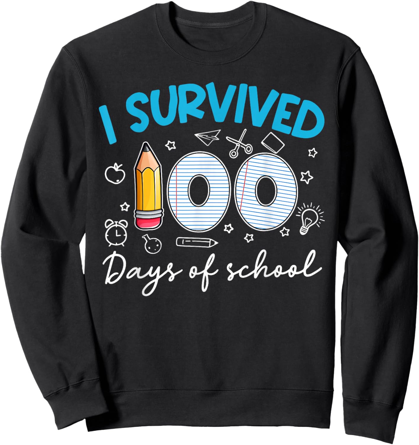 I Survived 100 Days of School Teacher Student Sweatshirt - Sweatshirt | Black