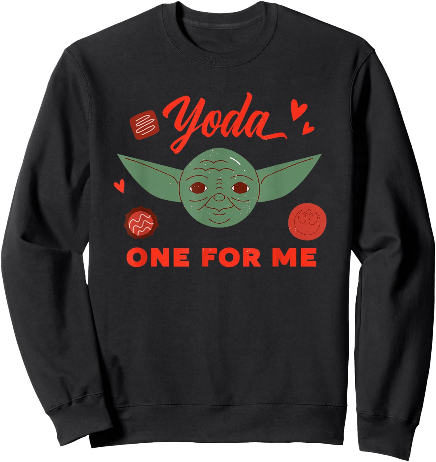 Star Wars Valentine's Day Yoda One For Me Funny Pun Sweatshirt - Sweatshirt | Black
