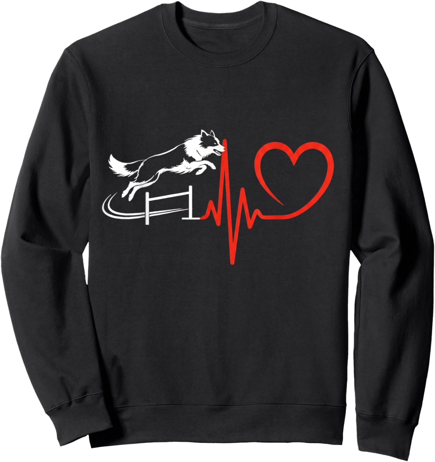 Border Collie Agility Heartbeat Hurdle Jump Dog Sport Sweatshirt - Sweatshirt | Black