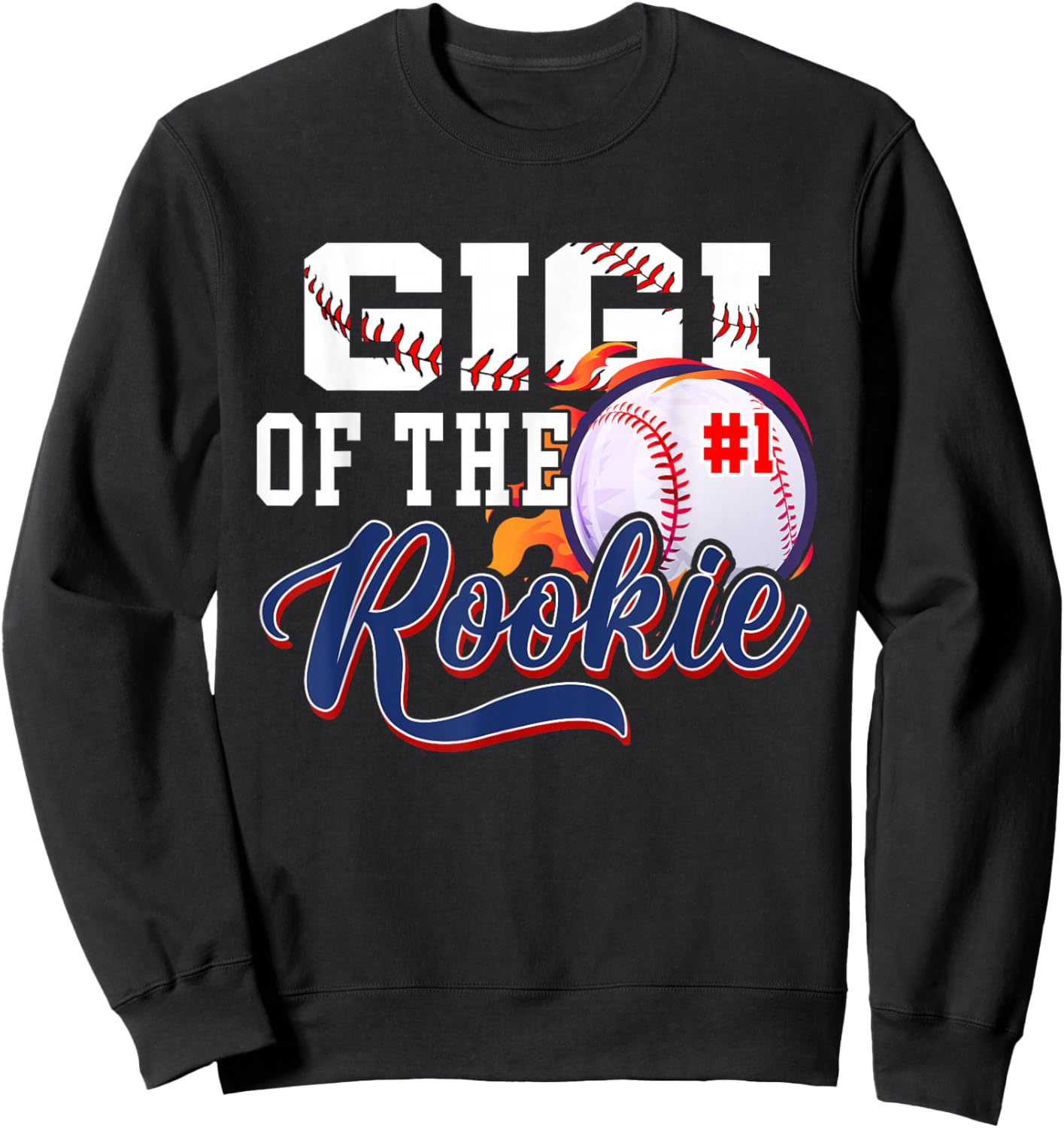 Gigi Rookie of Year 1st Birthday Baseball Theme Matching Sweatshirt - Sweatshirt | Black