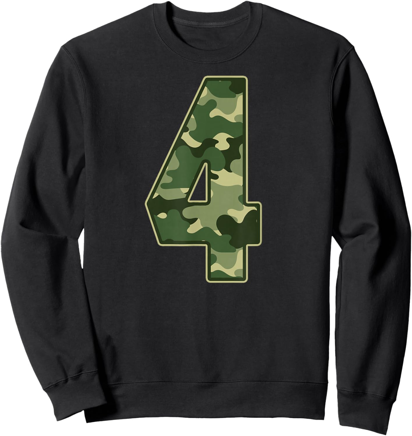 Camo #4 Jersey Number 4 Uniform Fan Favorite Player Sweatshirt - Sweatshirt | Black