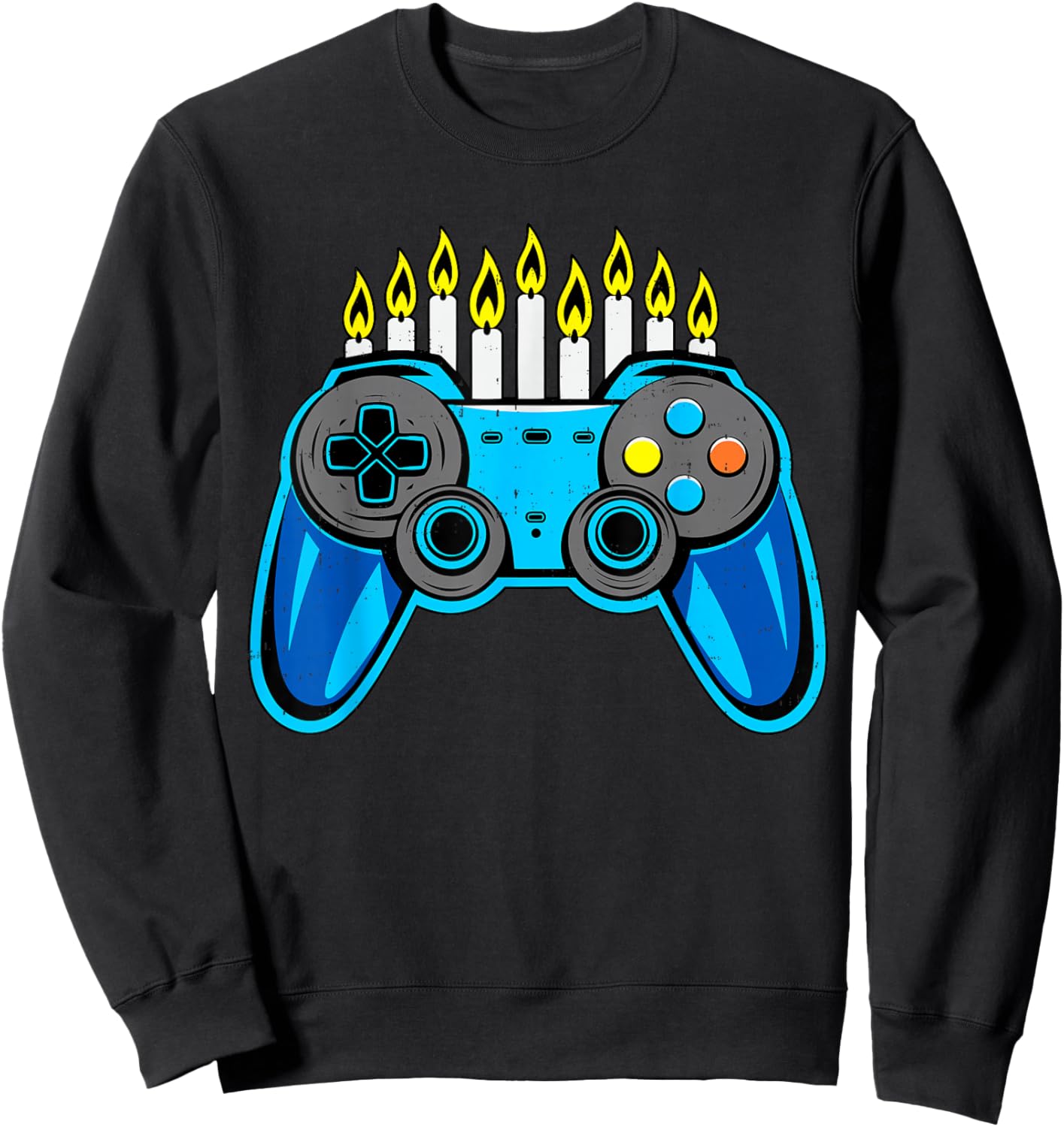 Boys Hanukkah Video Game Dreidel Jewish Menorah Chanukah Kid Sweatshirt - Sweatshirt | Black