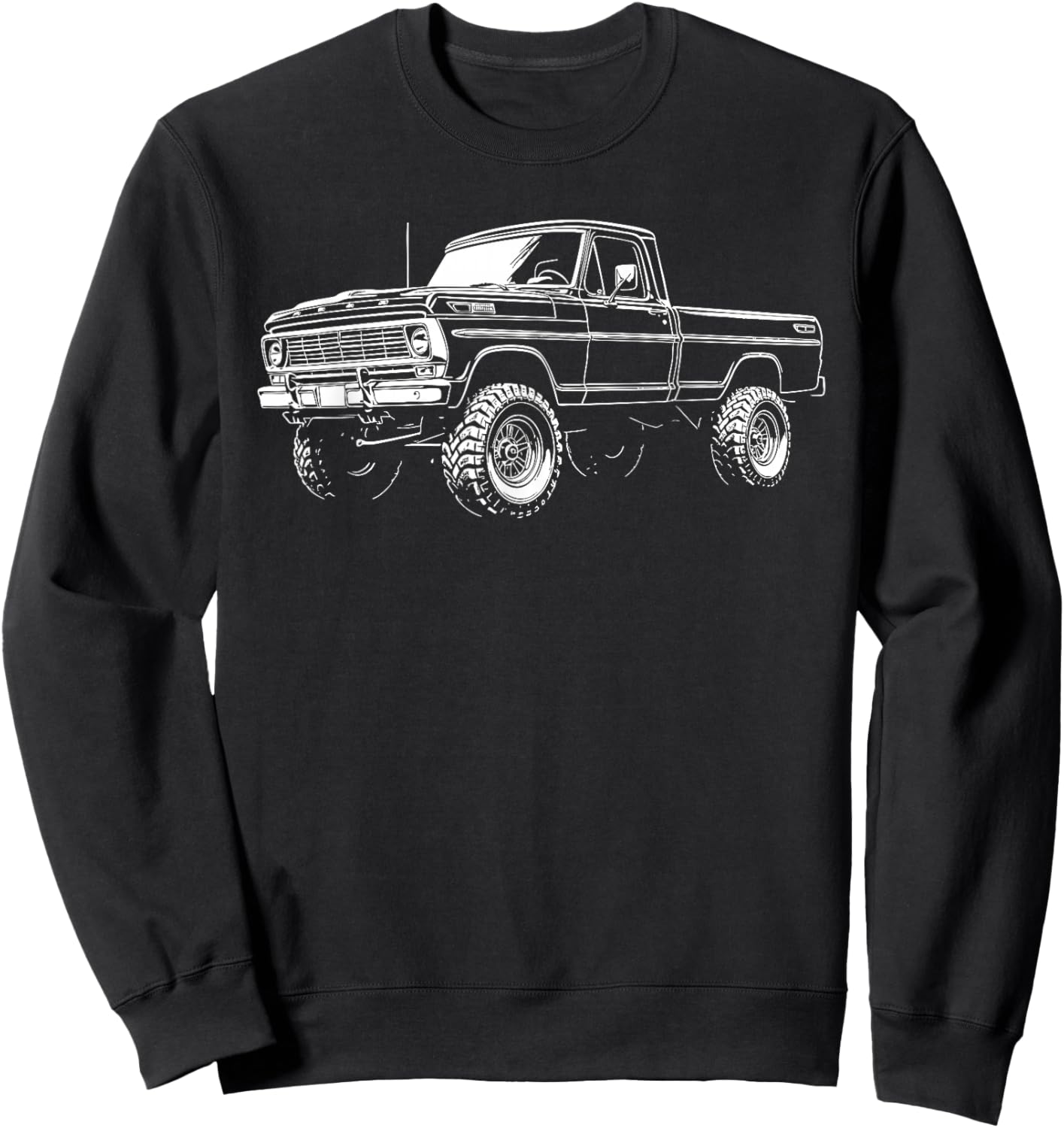 1970 Old School Classic Bumpside 4x4 Truck Side Profile OBS Sweatshirt - Sweatshirt | Black