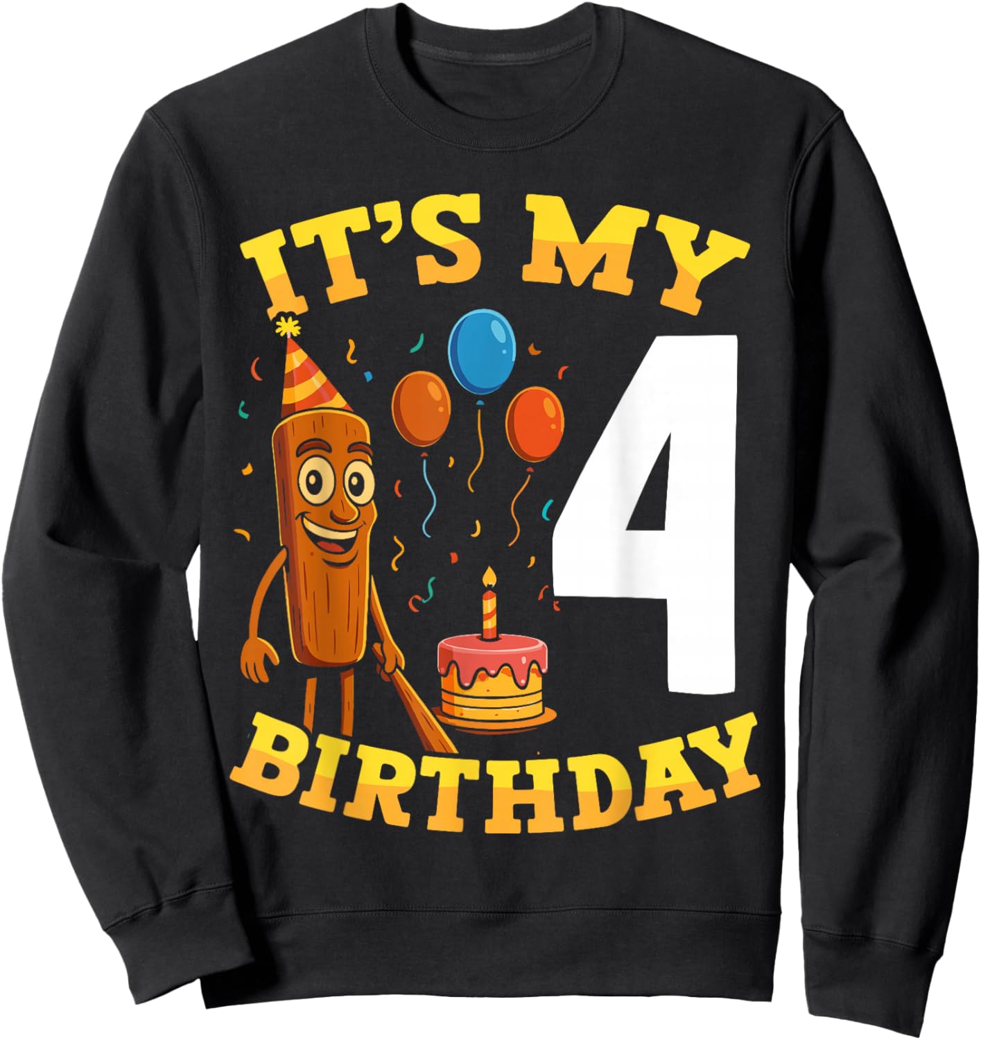 Italian Brainrot It's My Birthday 4 Age 4th Kids Boys Girls Sweatshirt - Sweatshirt | Black