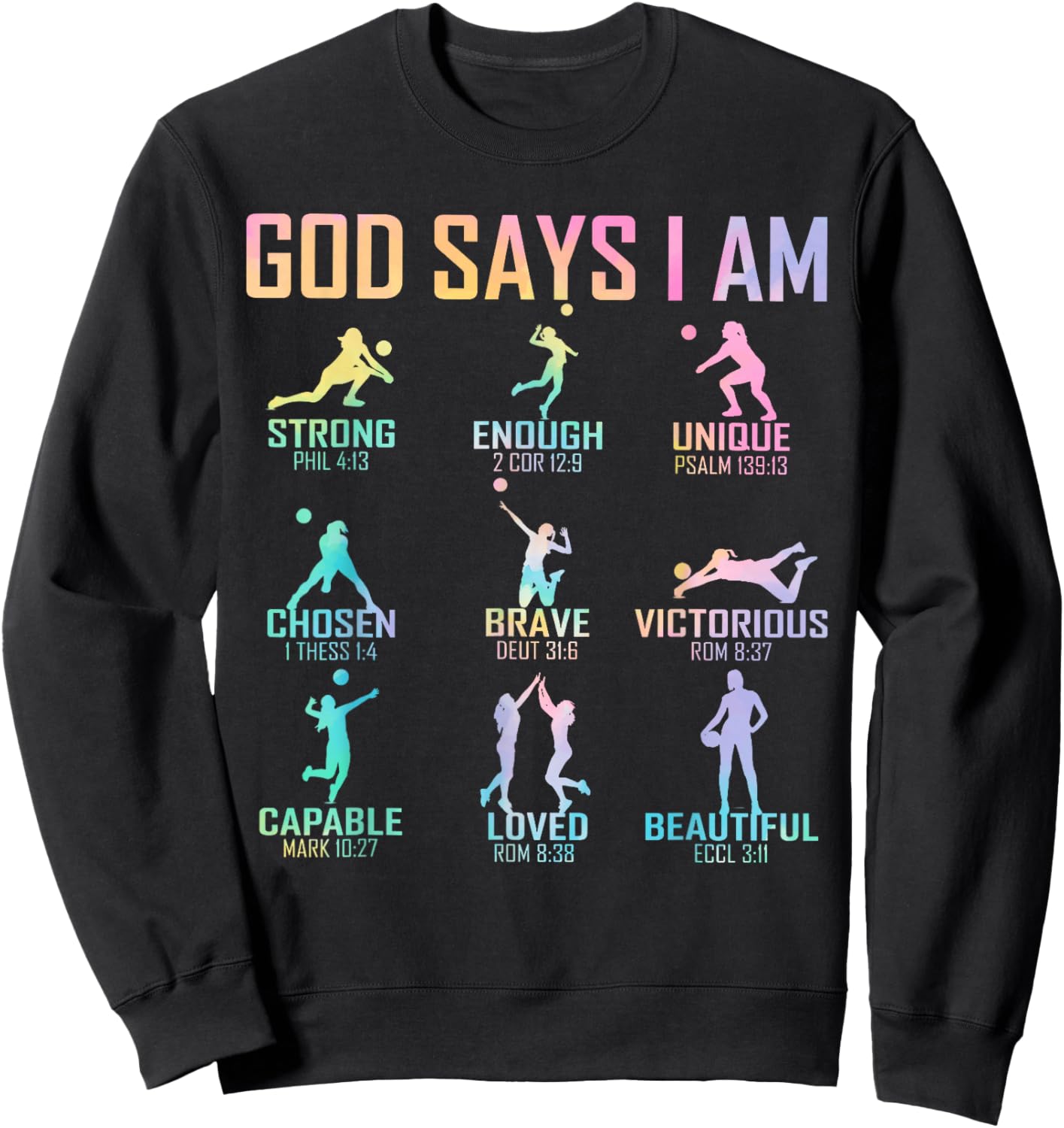 Christian God Says I Am Volleyball Boy Girls Christ Sweatshirt - Sweatshirt | Black