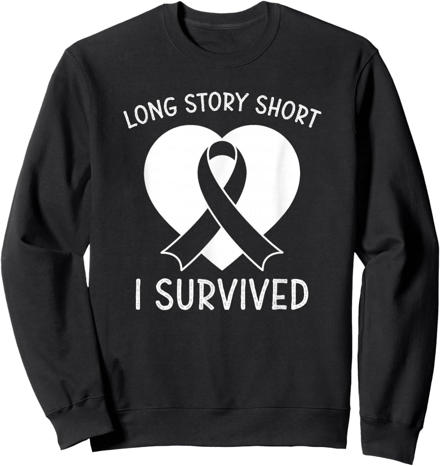 Long Story Short I Survived Cancer Ribbon Sweatshirt - Sweatshirt | Black