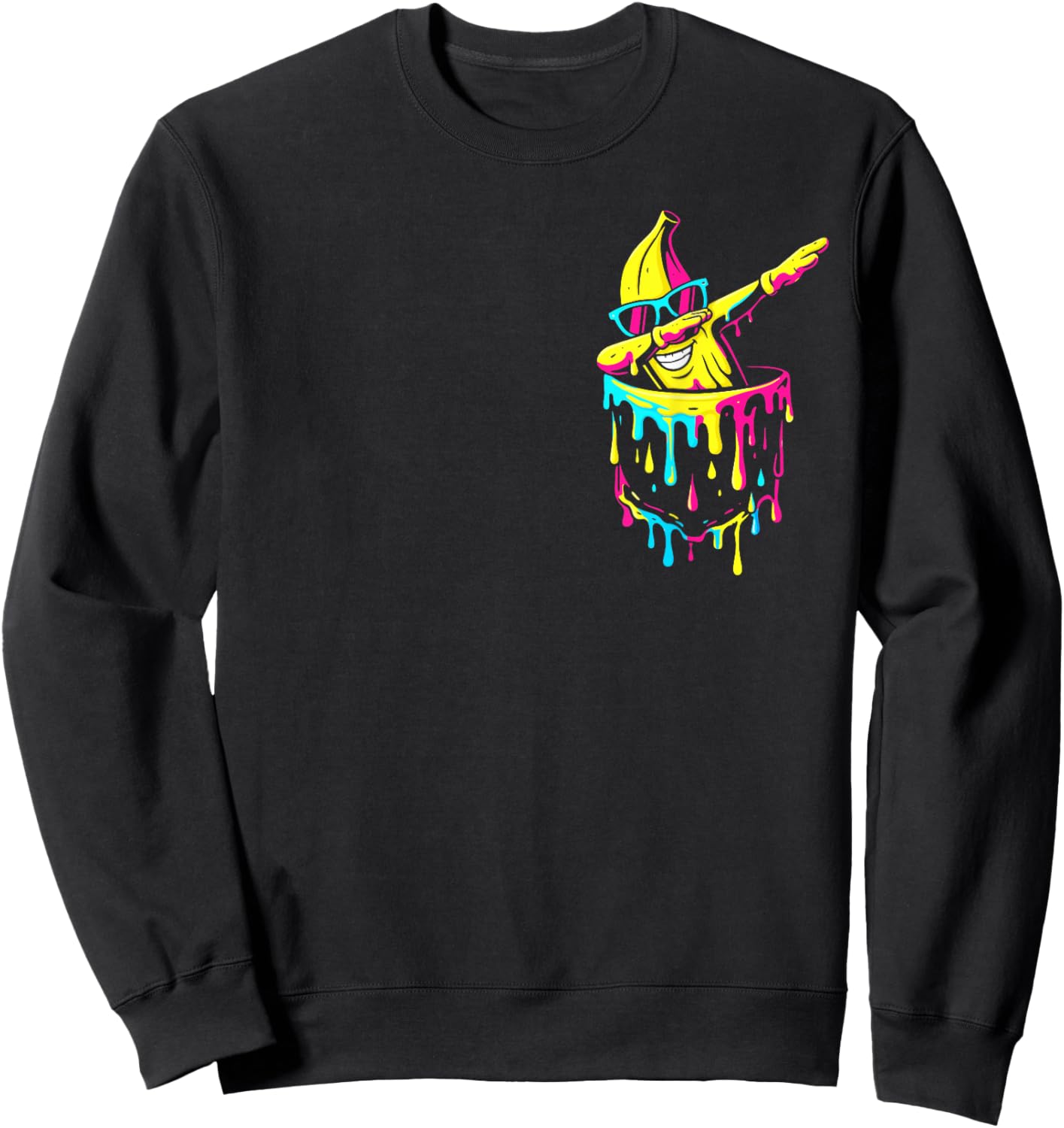 Funny Banana Dab in Pocket Drip Kids Youth Boys Girls Sweatshirt - Sweatshirt | Black