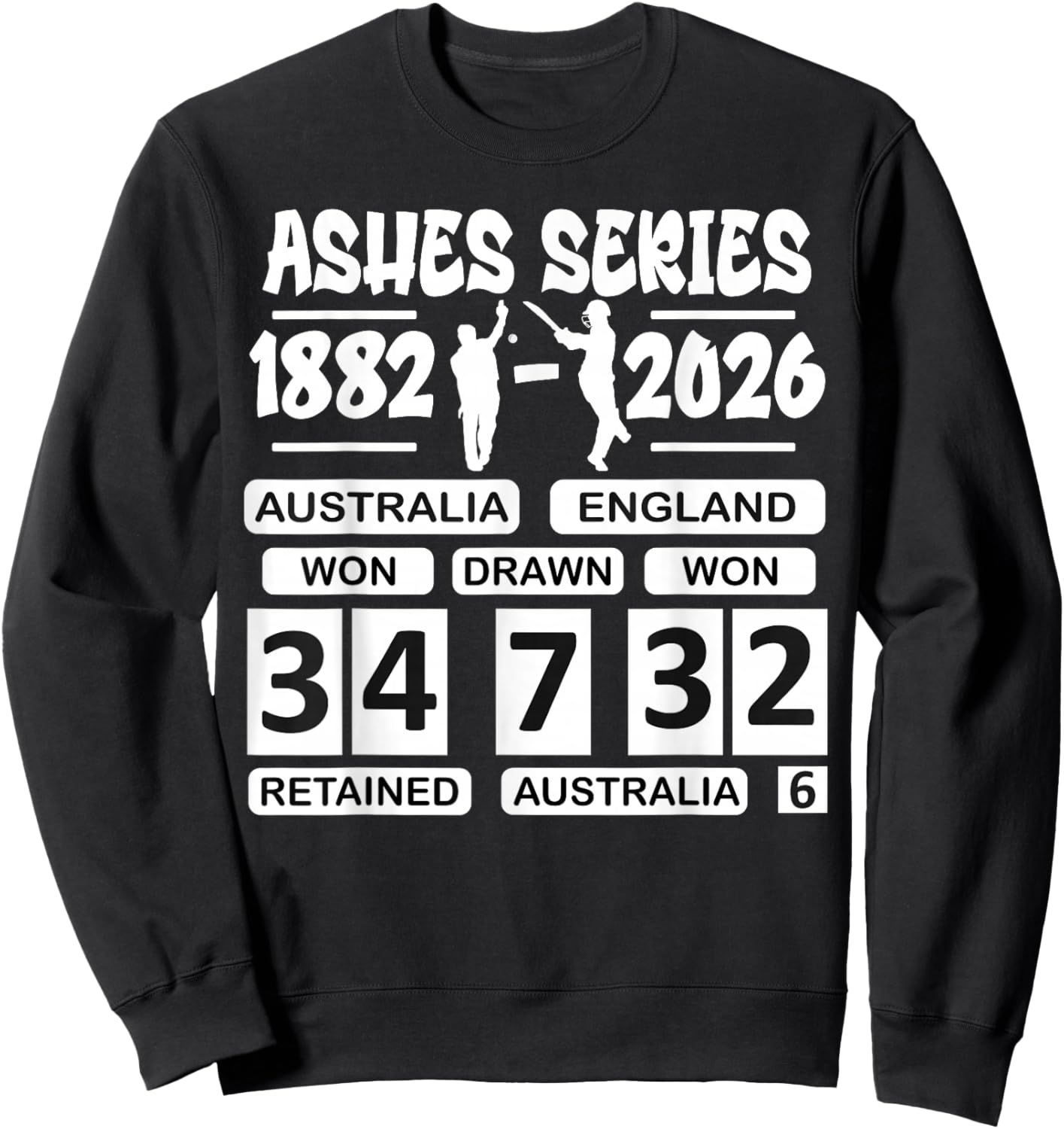 Australia vs England Cricket Ashes Rivalry Scoreboard Sweatshirt - Sweatshirt | Black