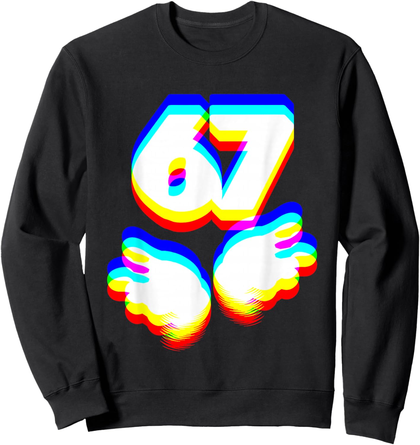 Funny 6 7 Meme Gen Alpha Slang Six Seven EDM Color Sweatshirt - Sweatshirt | Black
