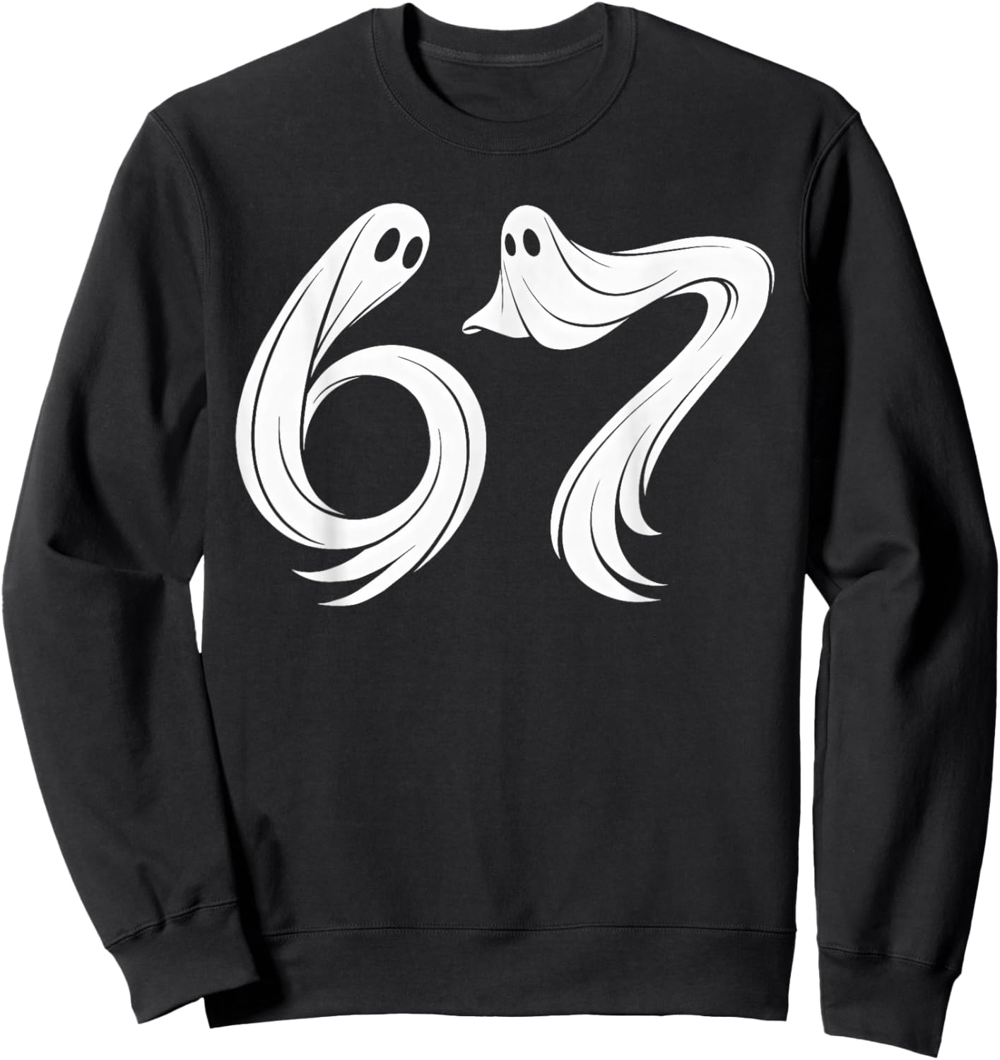 Funny Six Seven 6 7 Meme 67 Design Ghost Halloween Costume Sweatshirt - Sweatshirt | Black