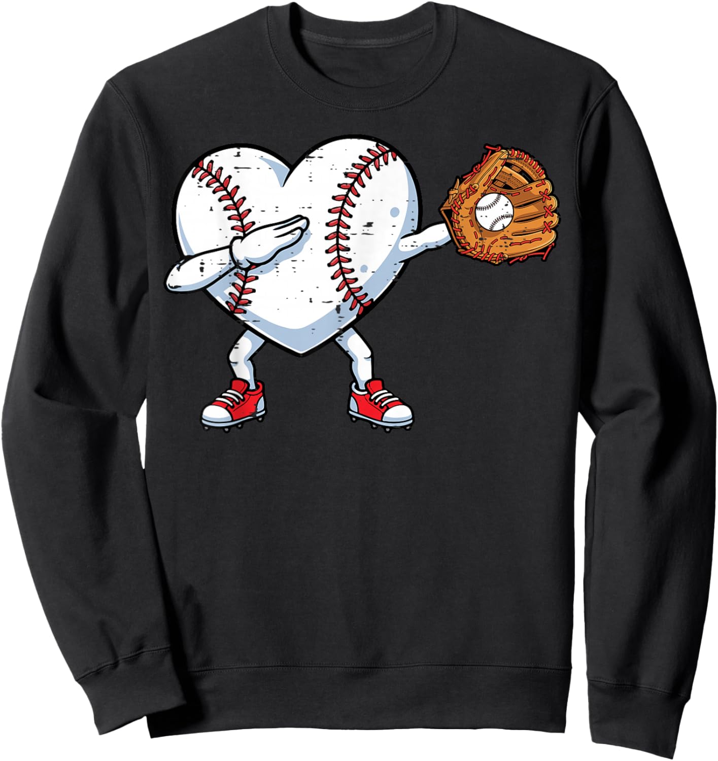 Valentines Day Baseball Ball Heart Dab Funny Boys Kids Men Sweatshirt - Sweatshirt | Black
