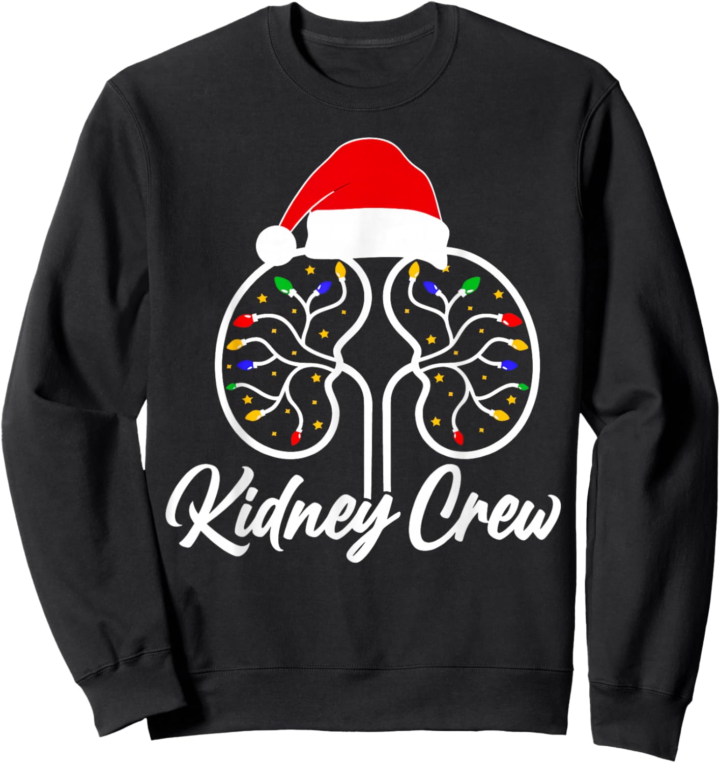 Christmas Lights Kidney Crew Dialysis Nurse Nephrology Squad Sweatshirt - Sweatshirt | Black