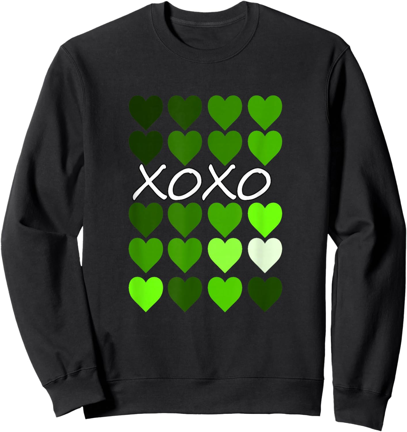 Green Color XO-Hearts Green Graphic Sweatshirt - Sweatshirt | Black