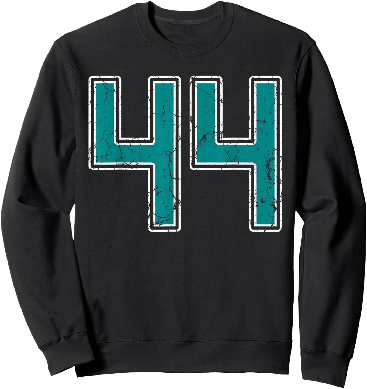 Teal and White Number 44 Jersey Player Uniform #44 Fan Sweatshirt - Sweatshirt | Black