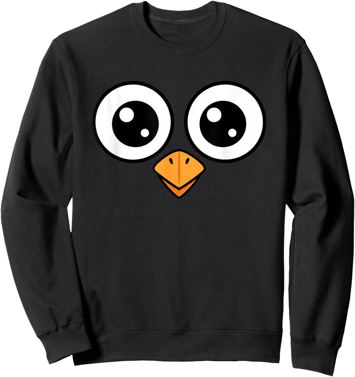 Bird Big-Eyed Cartoon Face Playful Feathered Vibe Sweatshirt - Sweatshirt | Black
