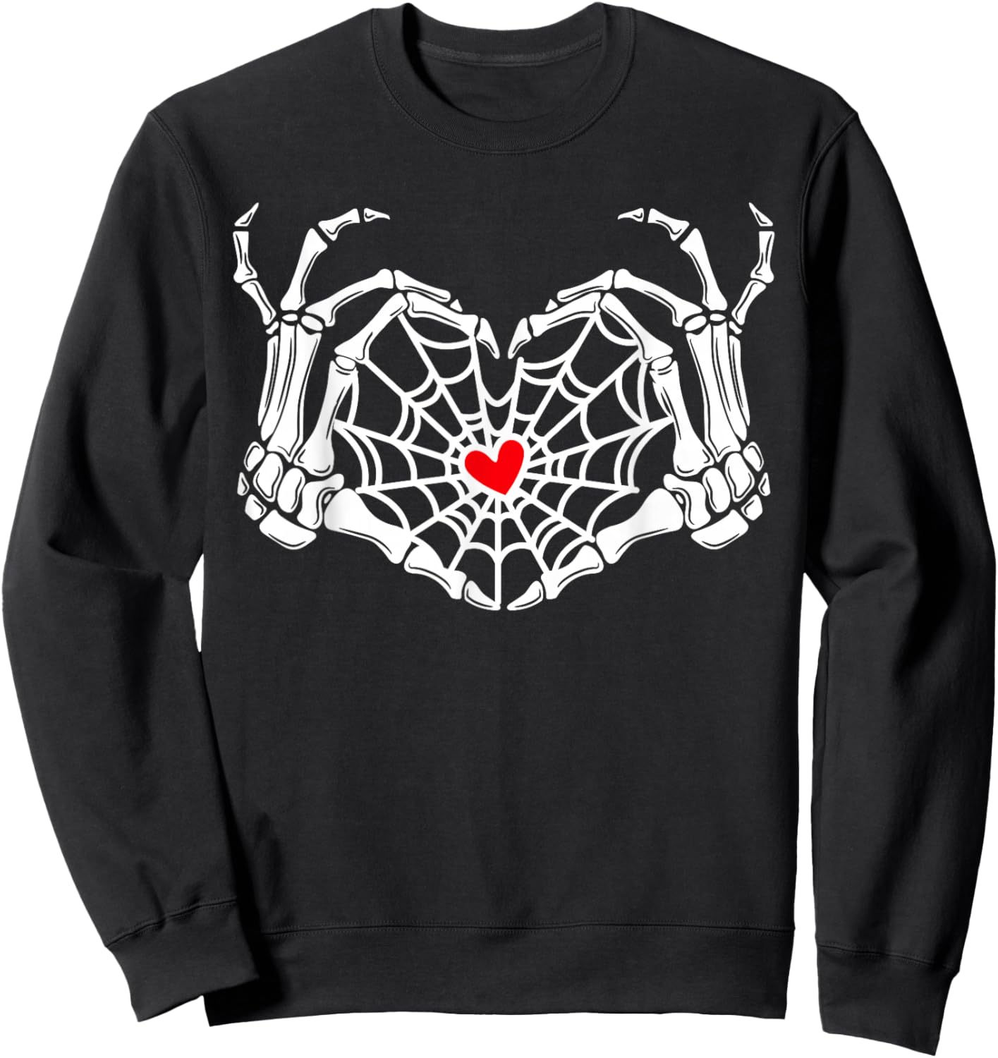 Retro Skeleton Hands Heart Sign Halloween Costume Women Girl Sweatshirt - Sweatshirt | Black