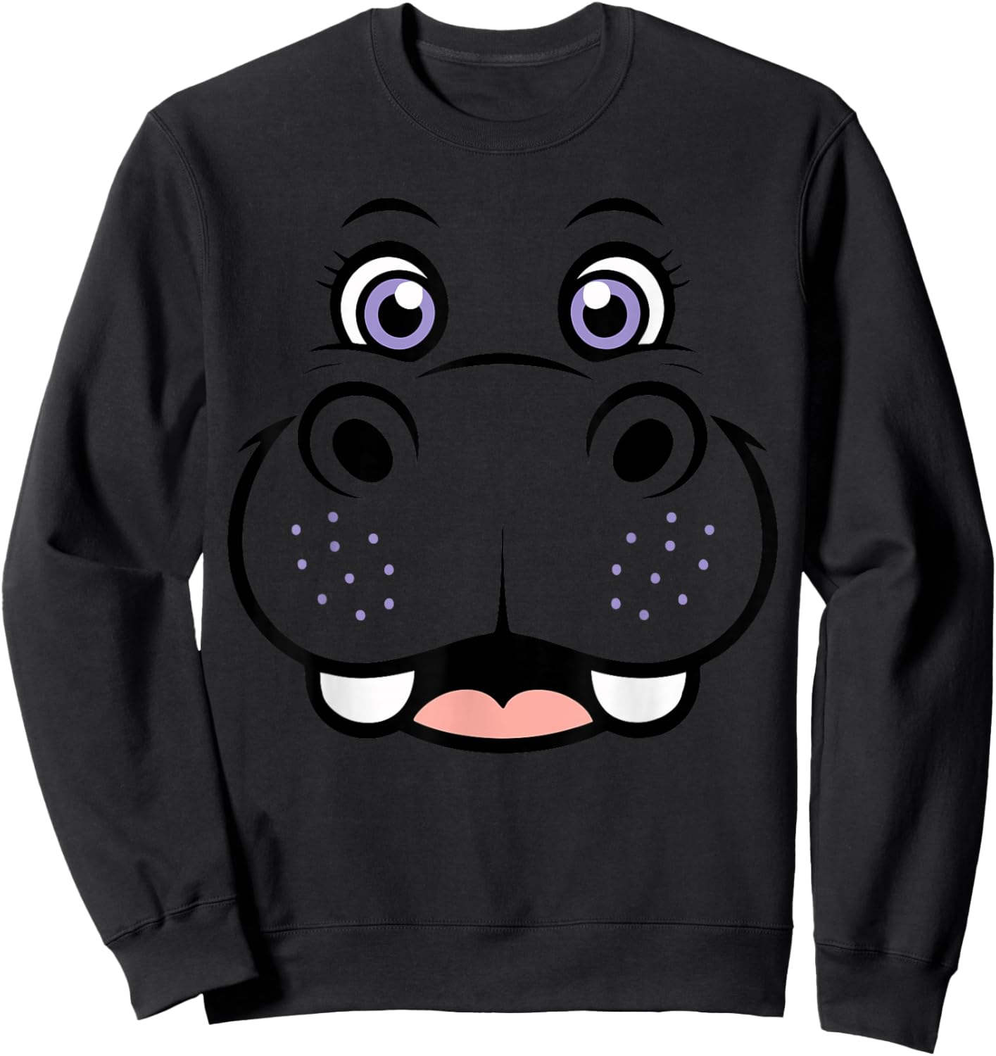 Hippo Shirt Adult Kids Men Women Hippopotamus Face Costume Sweatshirt - Sweatshirt | Black