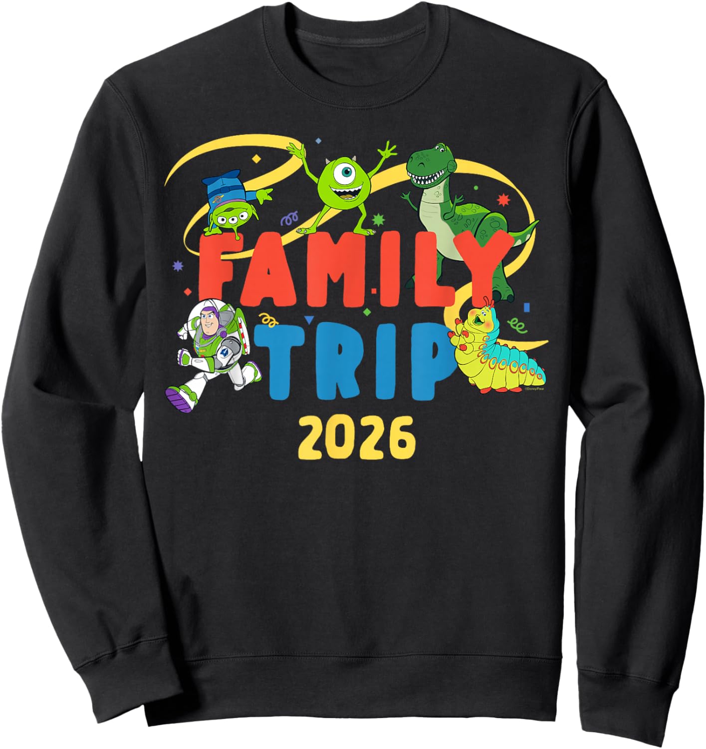 Disney and Pixar Characters Vacation Party Family Trip 2026 Sweatshirt - Sweatshirt | Black