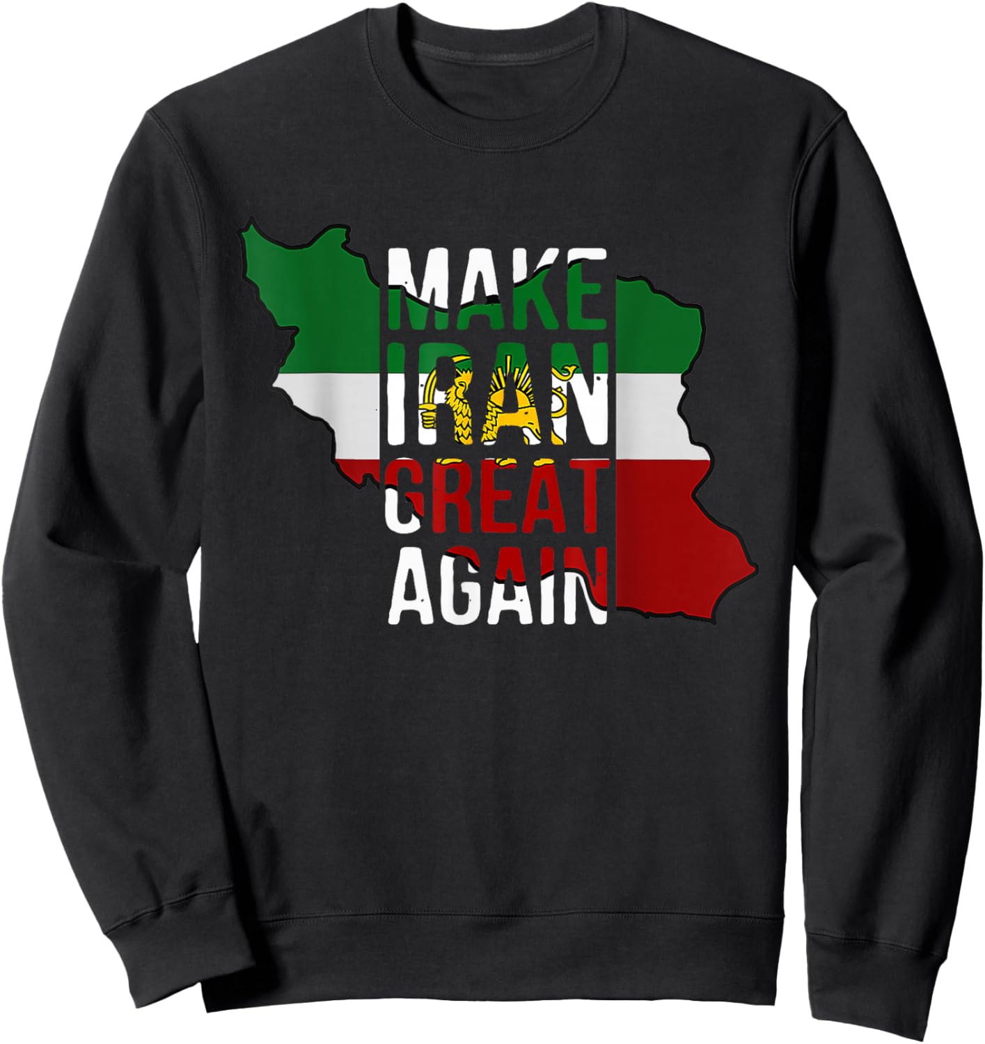 Iranian Shirt Make Iran Great Again Emblem of Iran MIGA Sweatshirt - Sweatshirt | Black