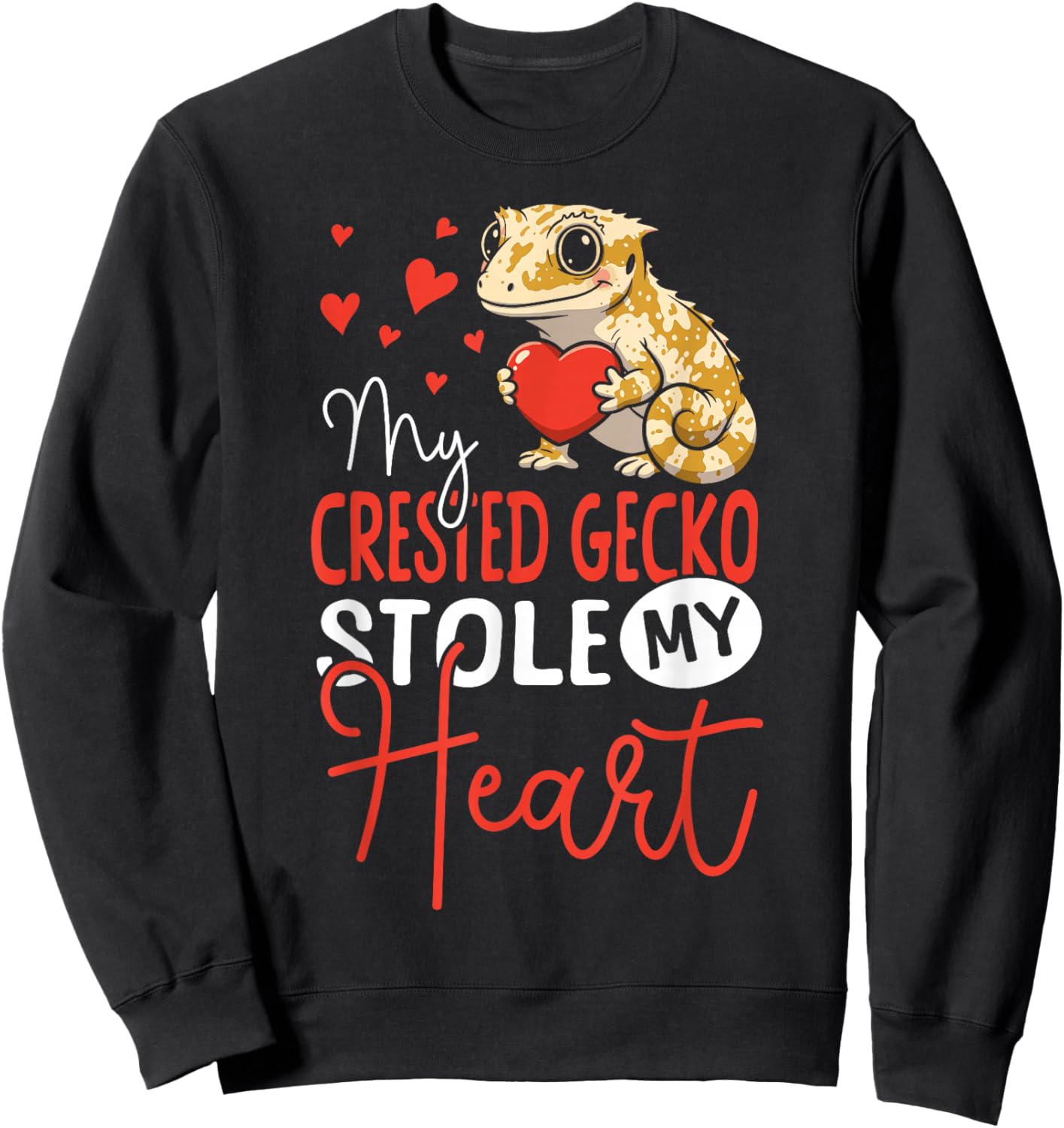 Crested Gecko Valentines Day My Crested Gecko Stole My Heart Sweatshirt - Sweatshirt | Black
