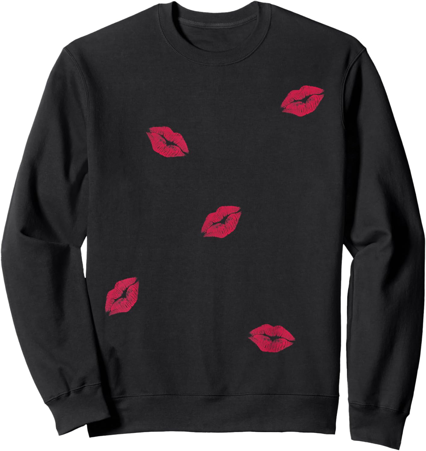 Lipstick Kiss Print Pattern Cute Valentine Pop Art Style Sweatshirt - Sweatshirt | Black
