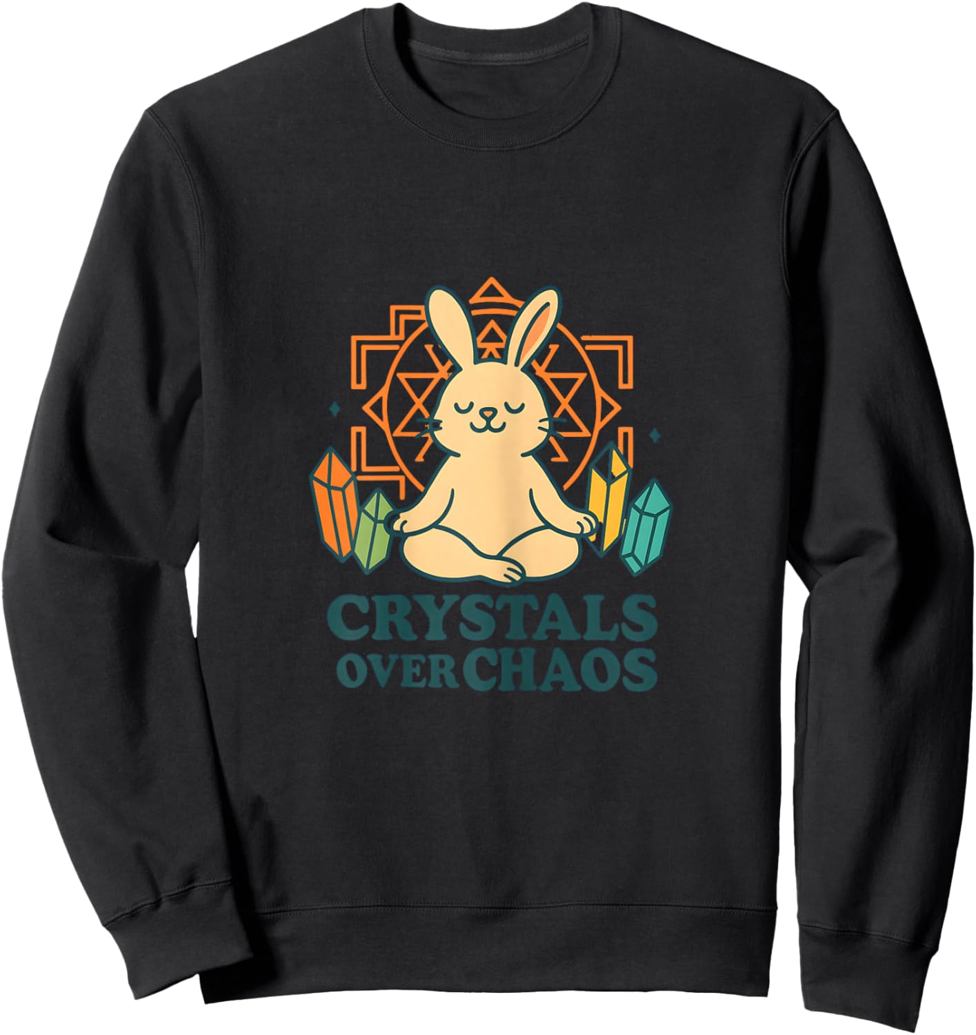 Funny Healing Crystals Spiritual Bunny Yoga Meditation Zen Sweatshirt - Sweatshirt | Black