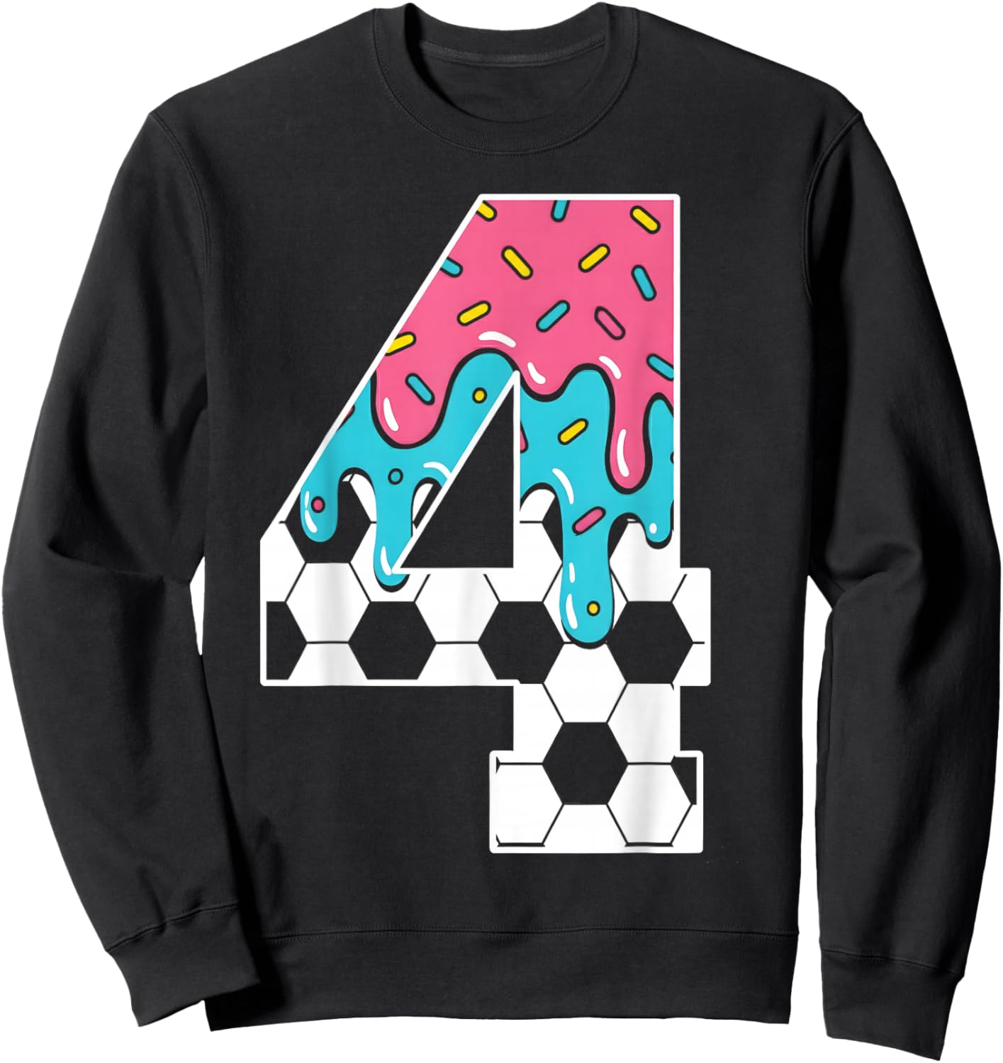 Soccer 4 Year Old Ice Cream Drip Youth 4th Birthday Boy 4 Sweatshirt - Sweatshirt | Black
