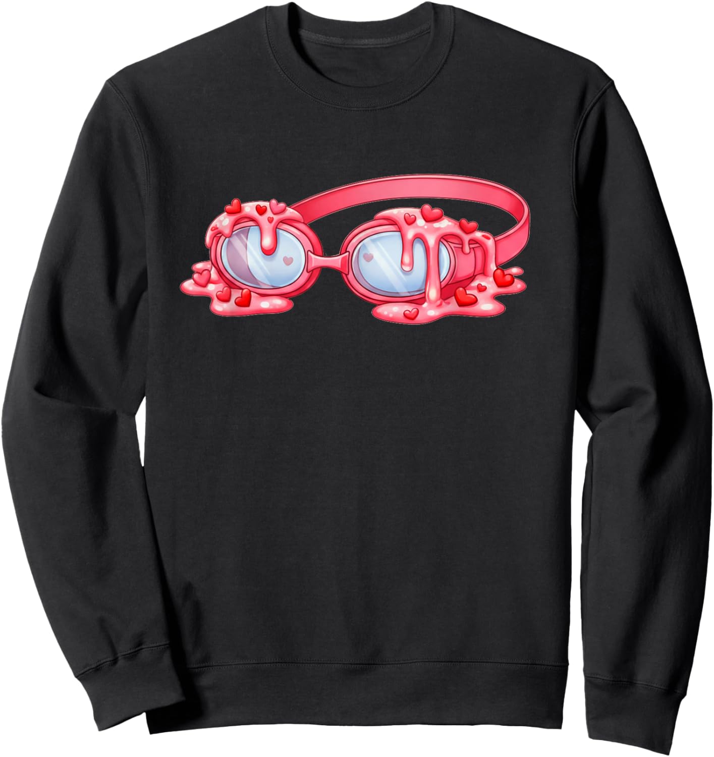 Swimming Valentines Day Ice Cream Drip Heart Swimmer Boys Sweatshirt - Sweatshirt | Black