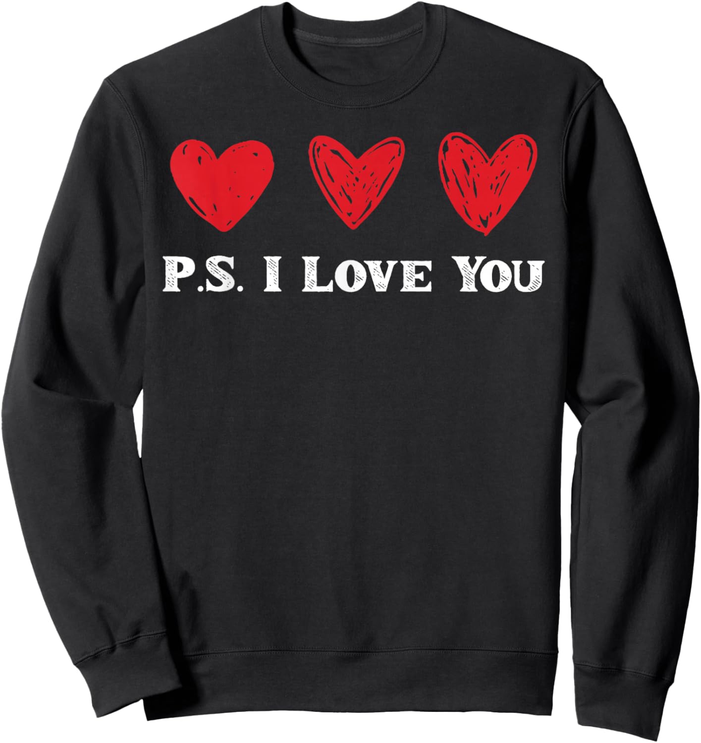 PS I Love You Shirt Valentine's Day Men Women Purple Sweatshirt - Sweatshirt | Black
