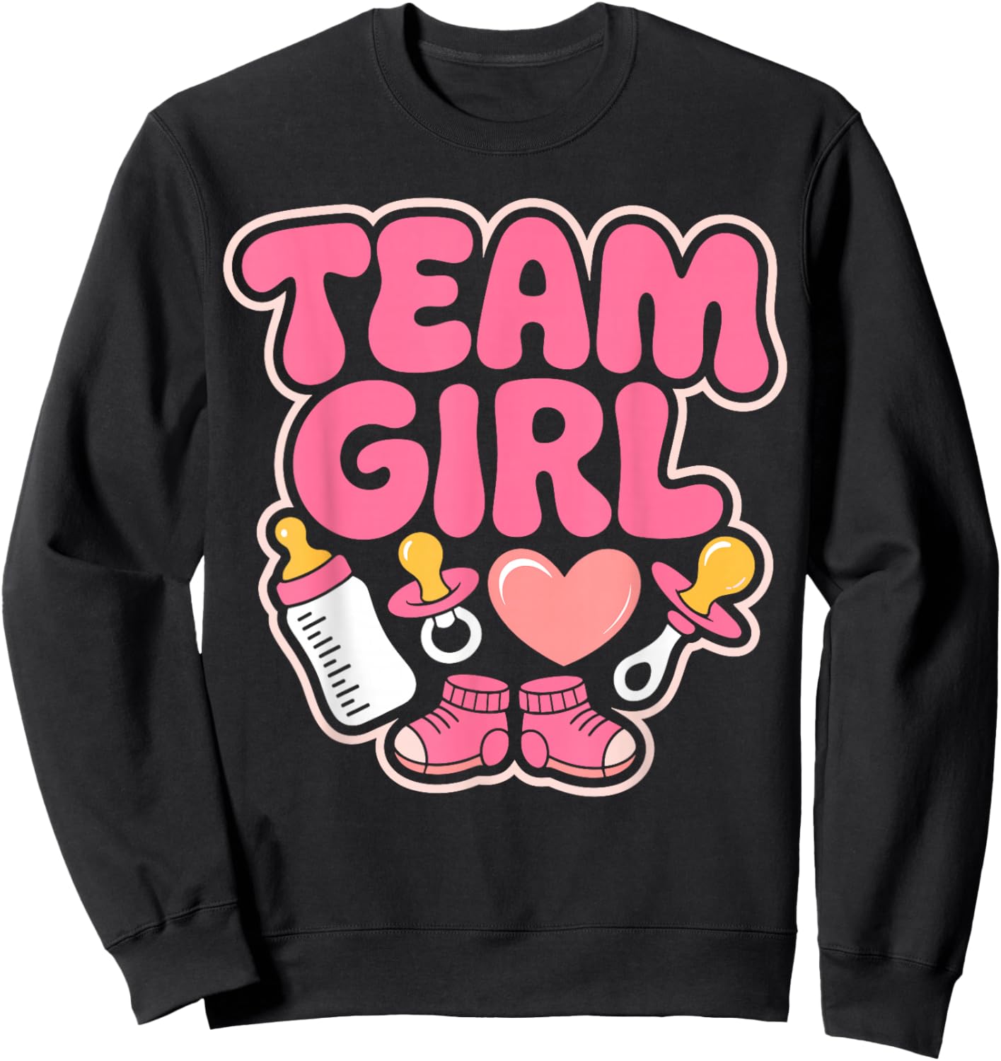 Gender Reveal Party Team Girl Announcement Sweatshirt - Sweatshirt | Black