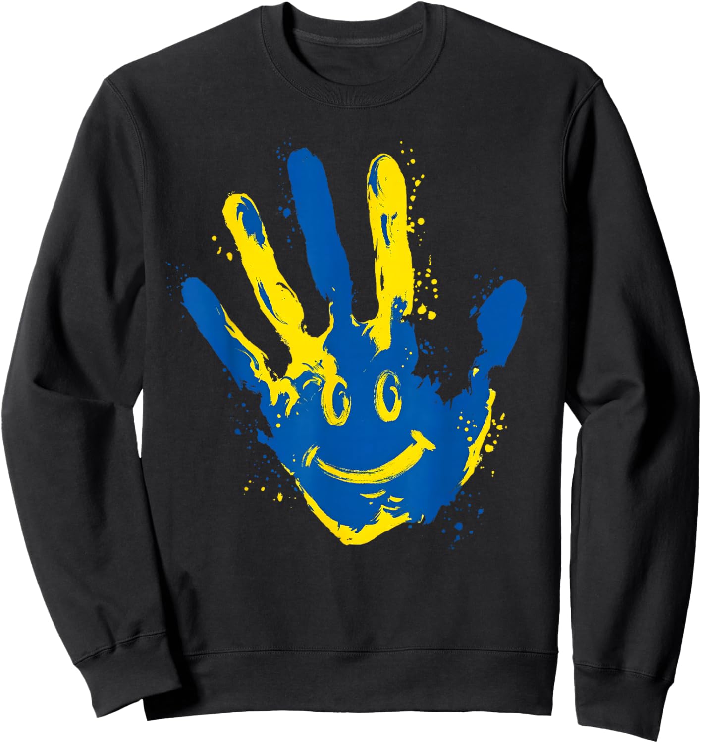 Down Syndrome Awareness Retro Hand Smile T21 Men Women Kids Sweatshirt - Sweatshirt | Black
