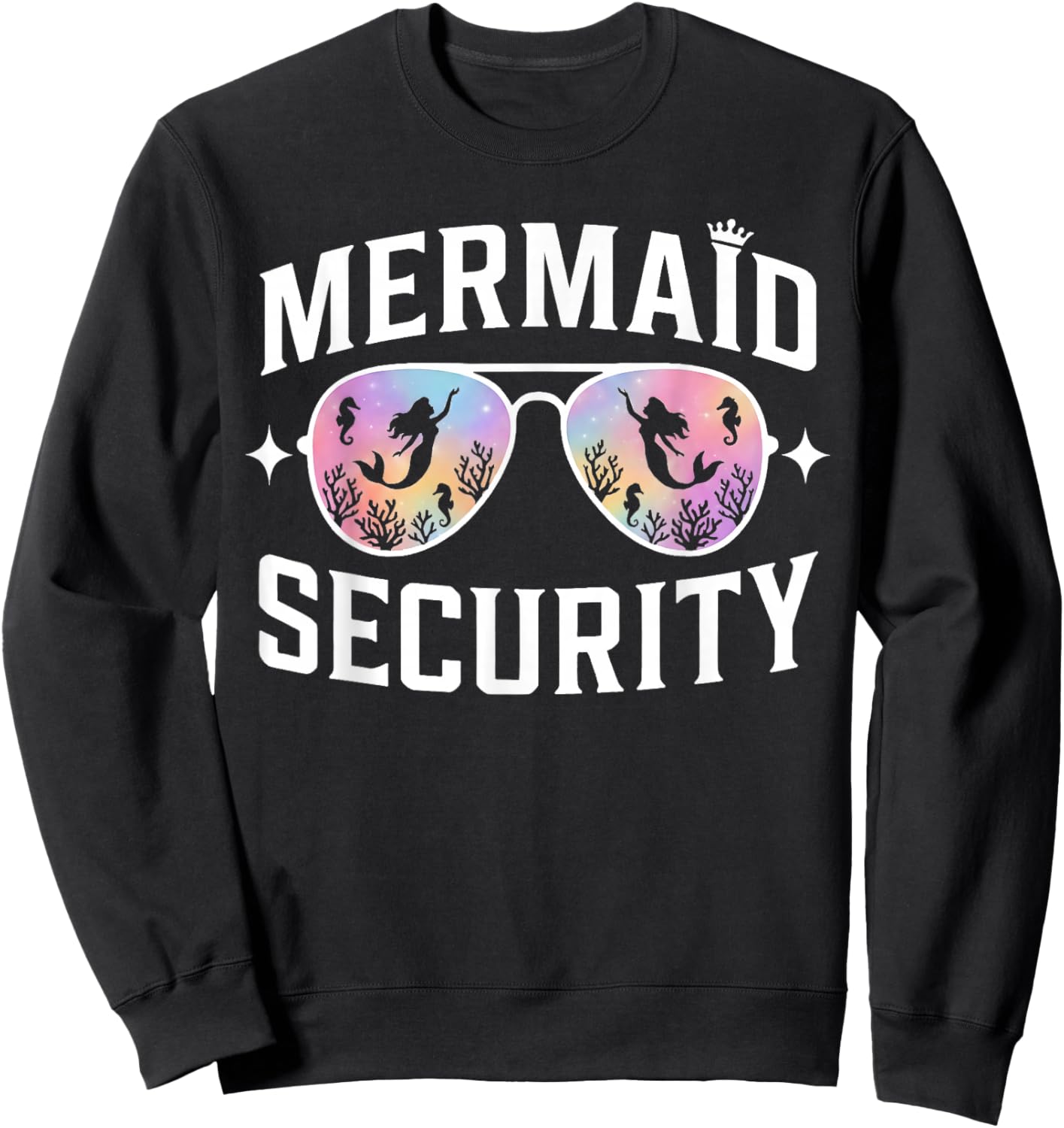 Mermaid Security Mom Dad Family Trip Cruise Sea Event Sweatshirt - Sweatshirt | Black