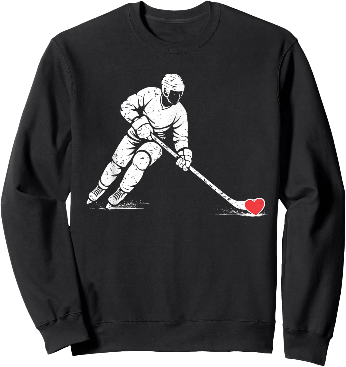 Valentines Day Ice Hockey Silhouette Heart Love Men Boys Sweatshirt - Sweatshirt | Black