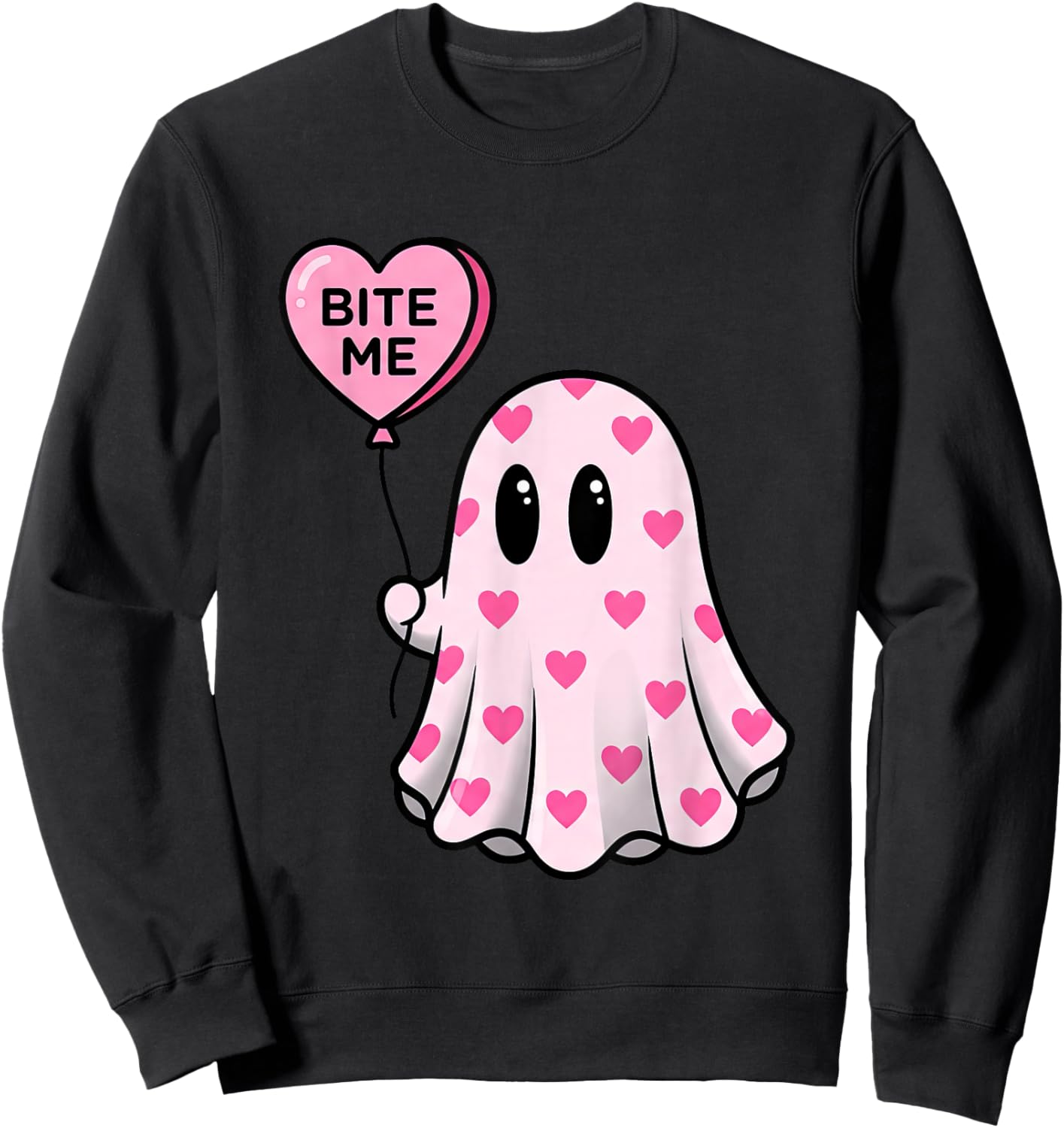 Bite Me Ghost Heart Valentine's Sweatshirt - Sweatshirt | Black