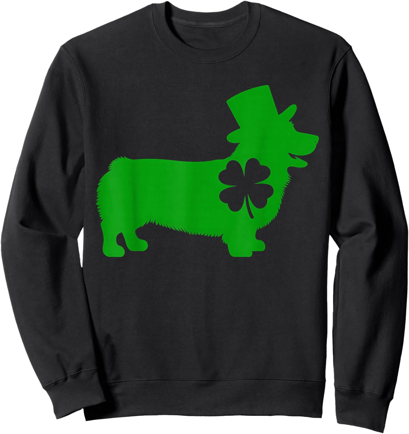Cute Corgi Dog Shamrock St Patrick's Day Design Ideas Fun Sweatshirt - Sweatshirt | Black