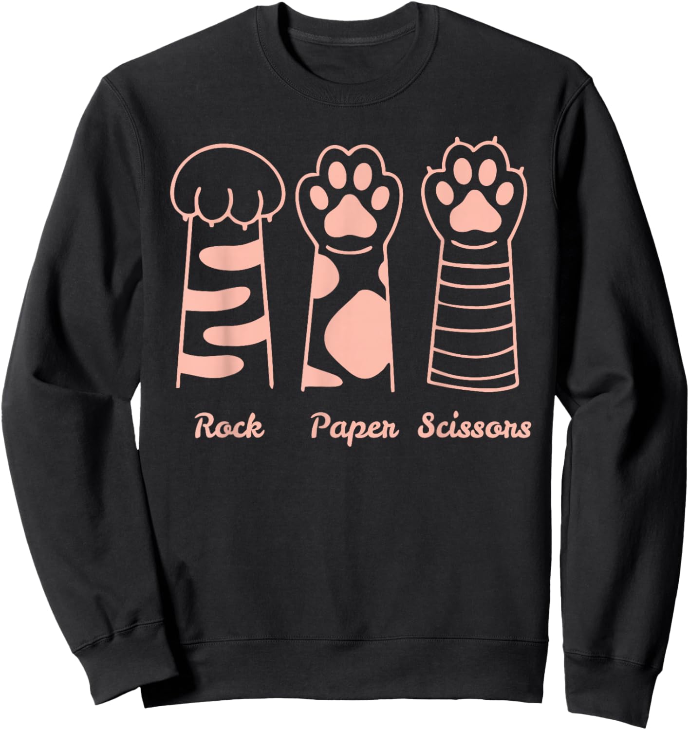 Funny Cat Paw Rock Paper Scissors Sweatshirt - Sweatshirt | Black