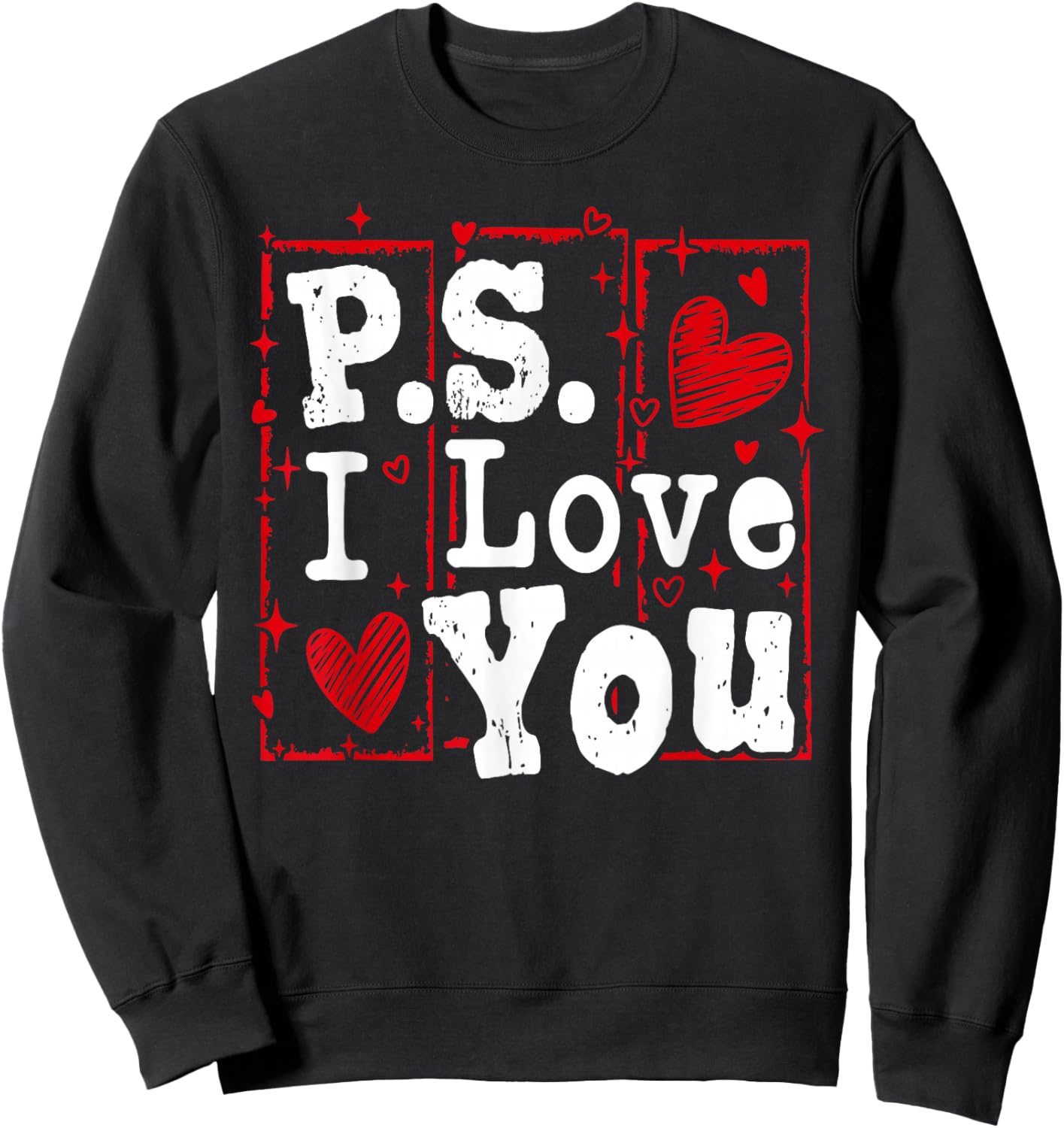 PS I Love You Day Valentine's Day Purple Heart Women Men Kid Sweatshirt - Sweatshirt | Black