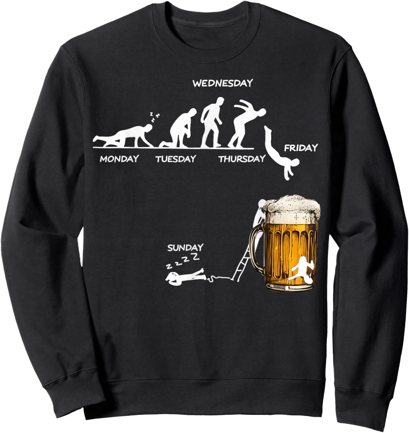 Monday Tuesday Thursday Friday Saturday Sunday Beer Drinking Sweatshirt - Sweatshirt | Black