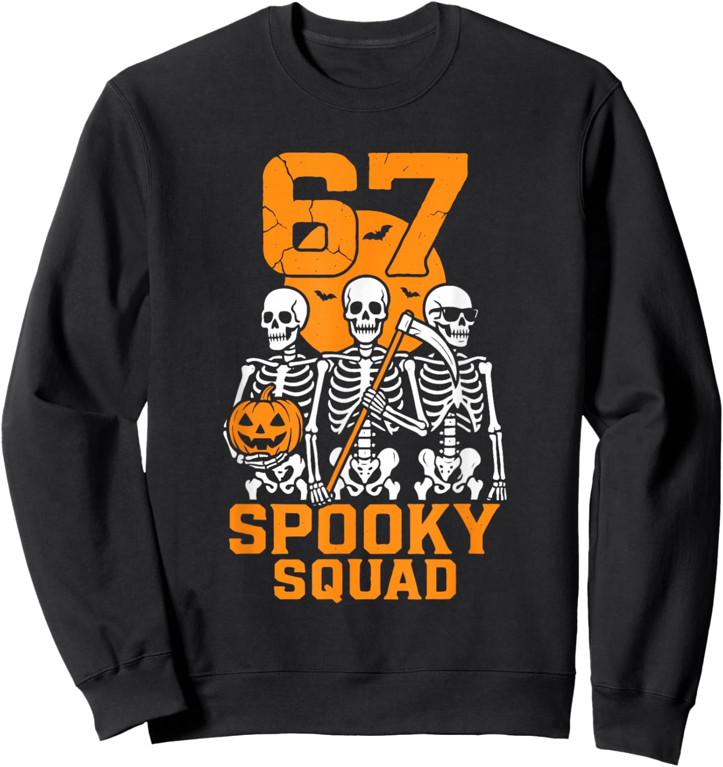 67 Halloween Meme 6 7 Numbers Six Seven Kids Skeleton Group Sweatshirt - Sweatshirt | Black