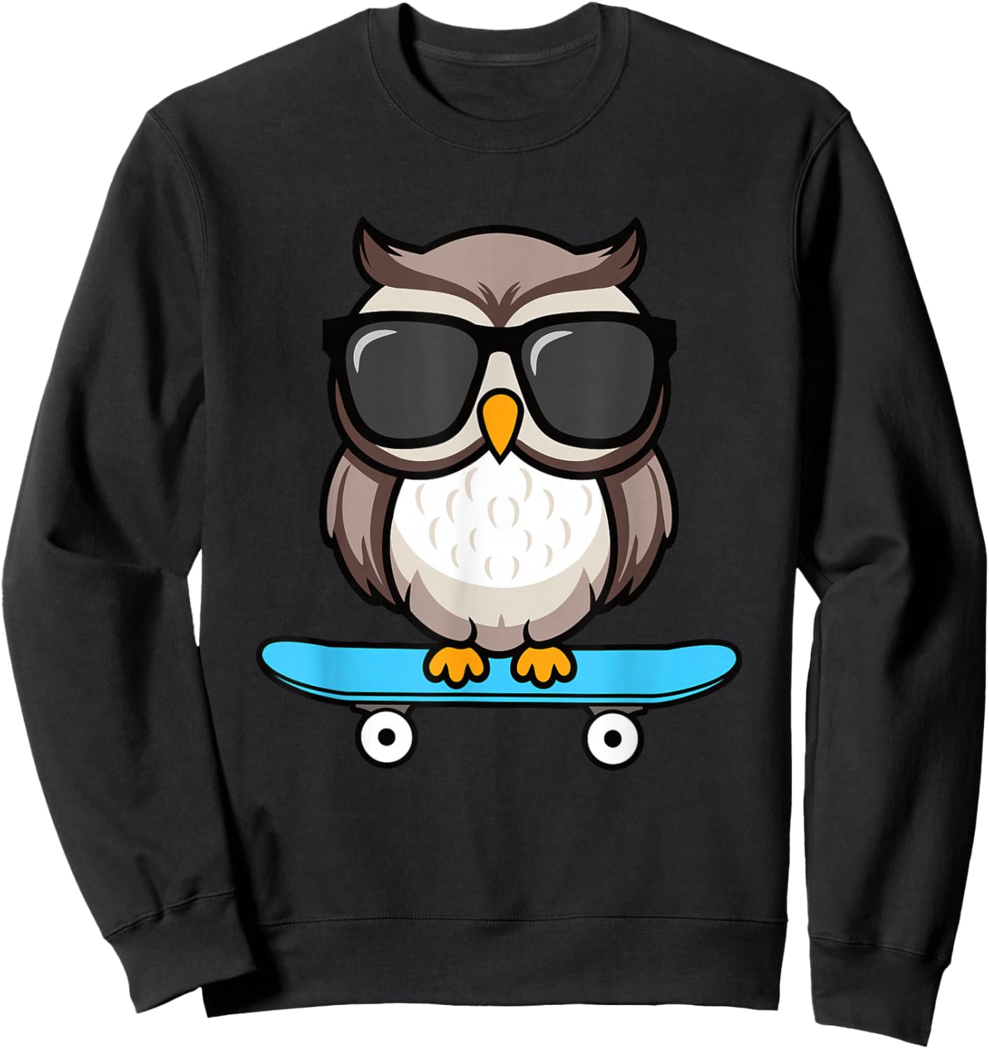 Funny Cool Owl Skateboard Boys Kids Sweatshirt - Sweatshirt | Black