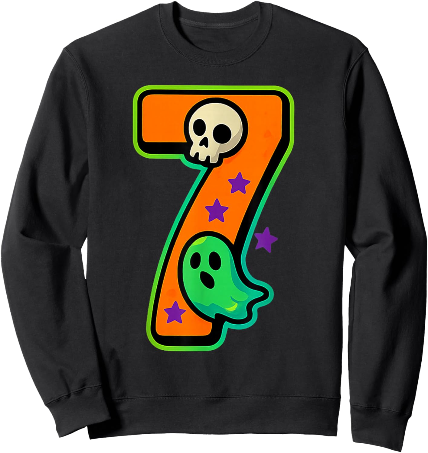 Number 7 Funny Meme Saying 6 7 Six Seven Halloween Sweatshirt - Sweatshirt | Black
