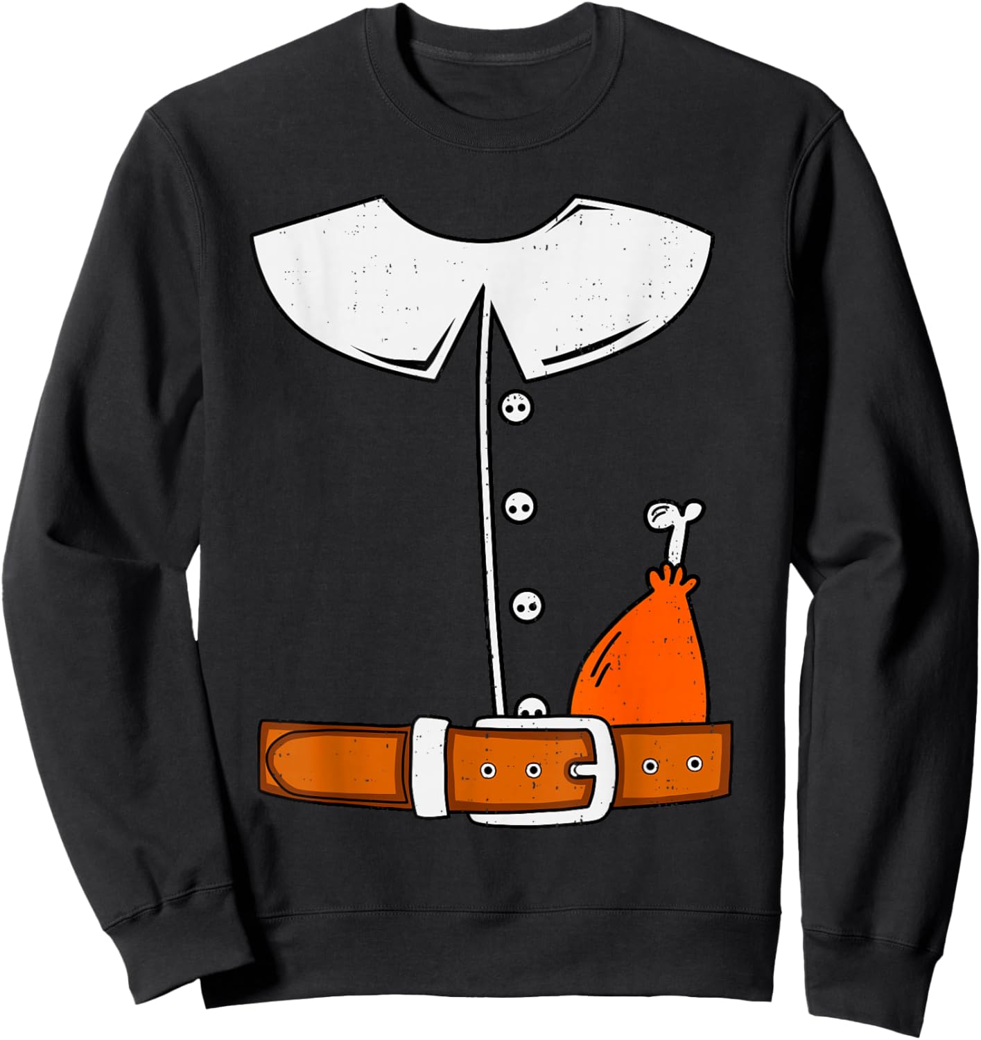 Funny Pilgrim Costume Turkey Leg Thanksgiving Men Boys Kids Sweatshirt - Sweatshirt | Black