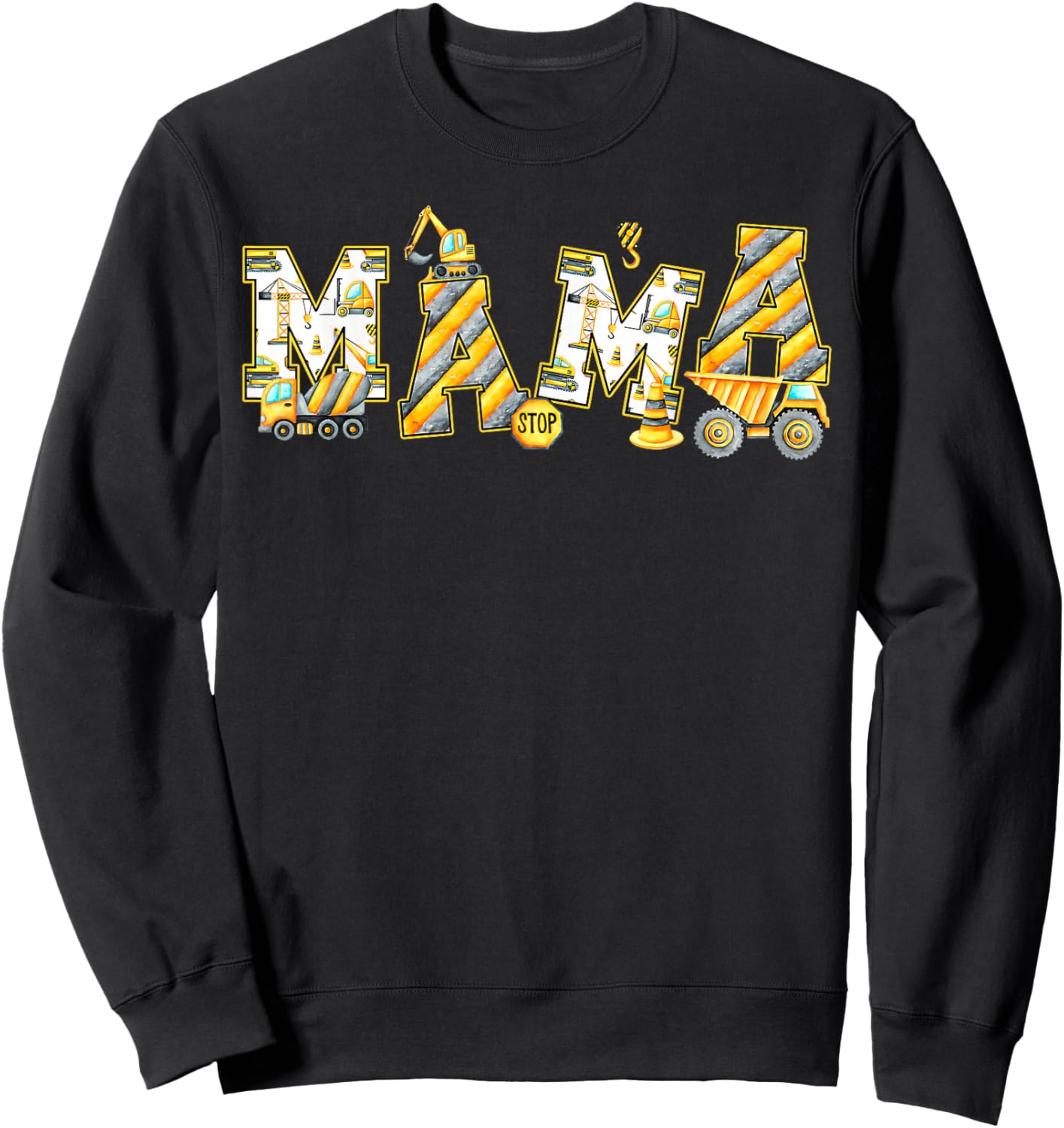 Funny Mama Construction Excavator Kids Matching Family Party Sweatshirt - Sweatshirt | Black