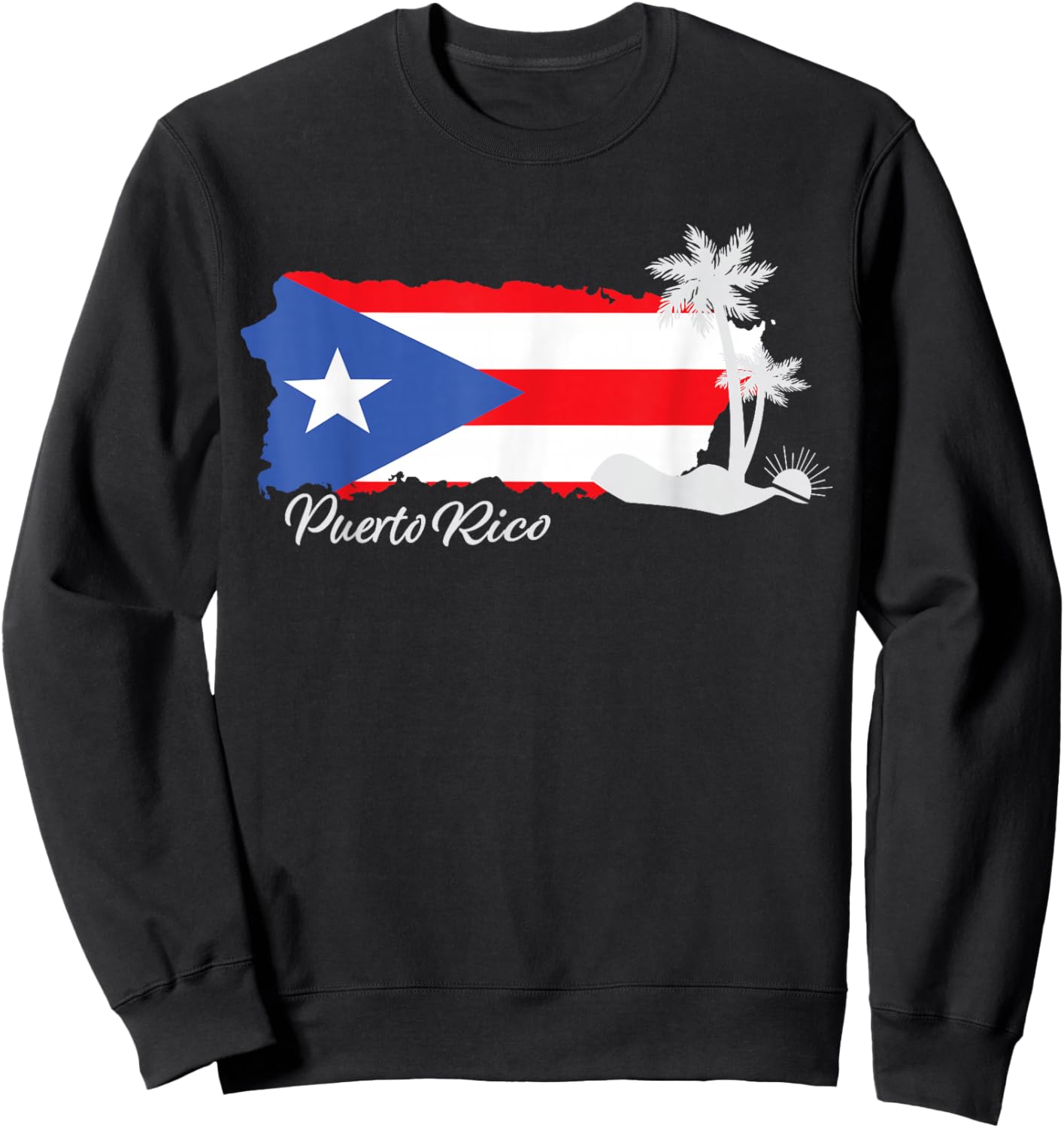 Puerto Rico Flag Hispanic Heritage Puerto Rican Map Pride Sweatshirt - Sweatshirt | Black