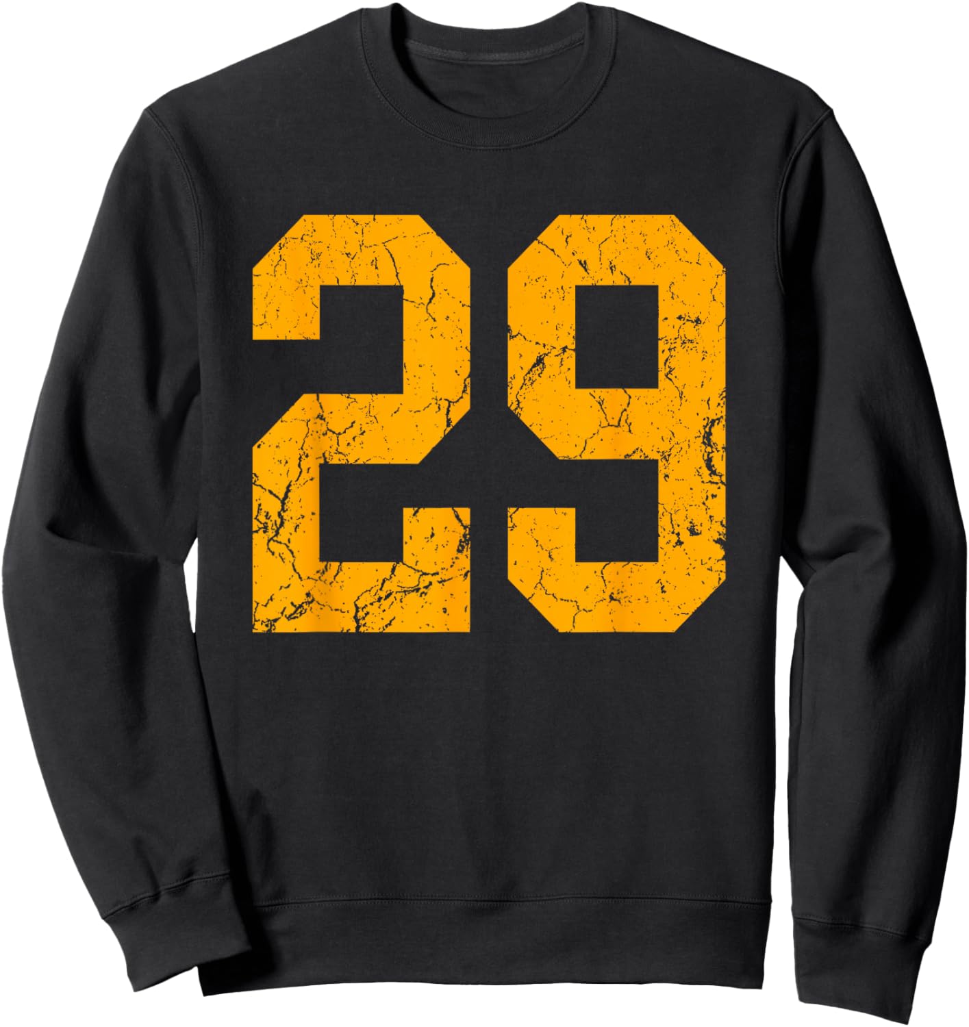 Distressed Orange Number 29 Jersey Player Uniform #29 Sweatshirt - Sweatshirt | Black