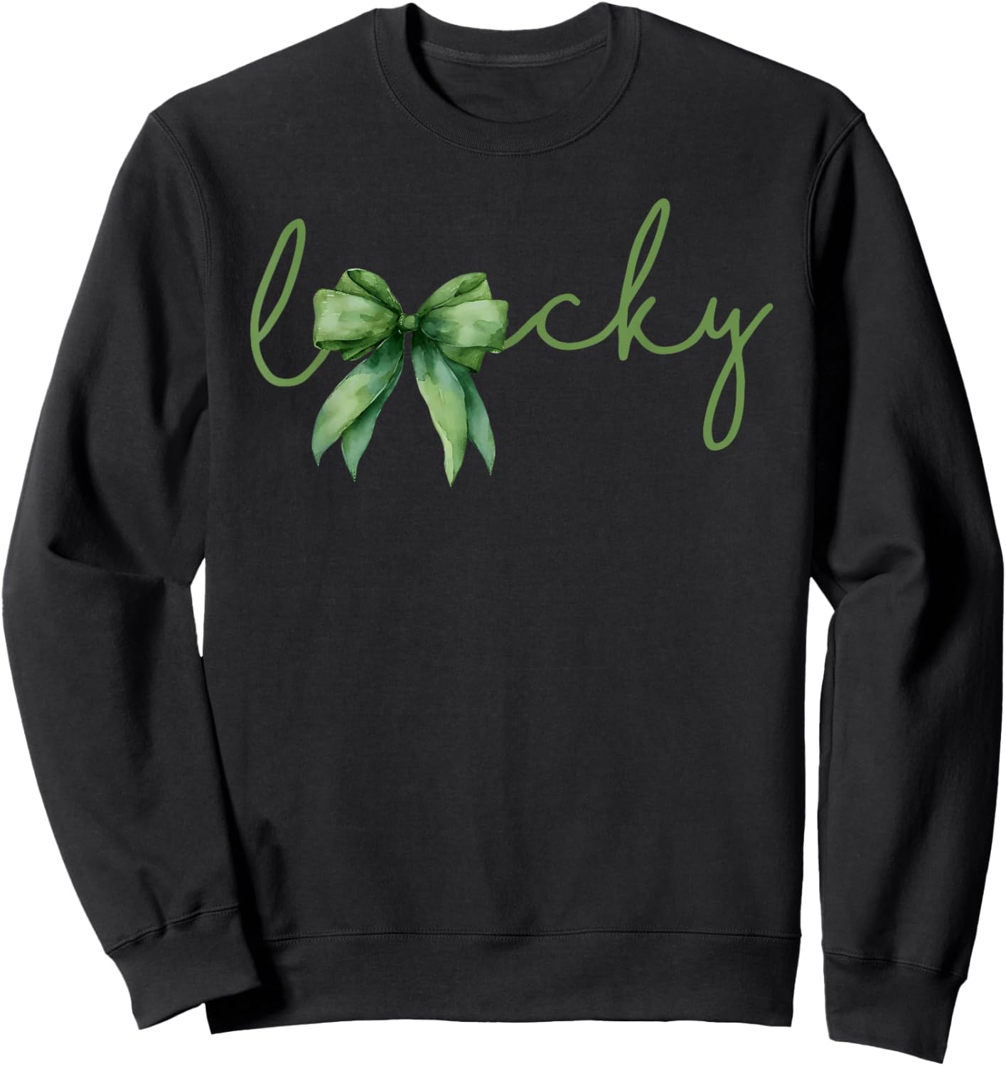 Coquette Bow Lucky Shamrock Irish Ireland St.Patrick's Day Sweatshirt - Sweatshirt | Black