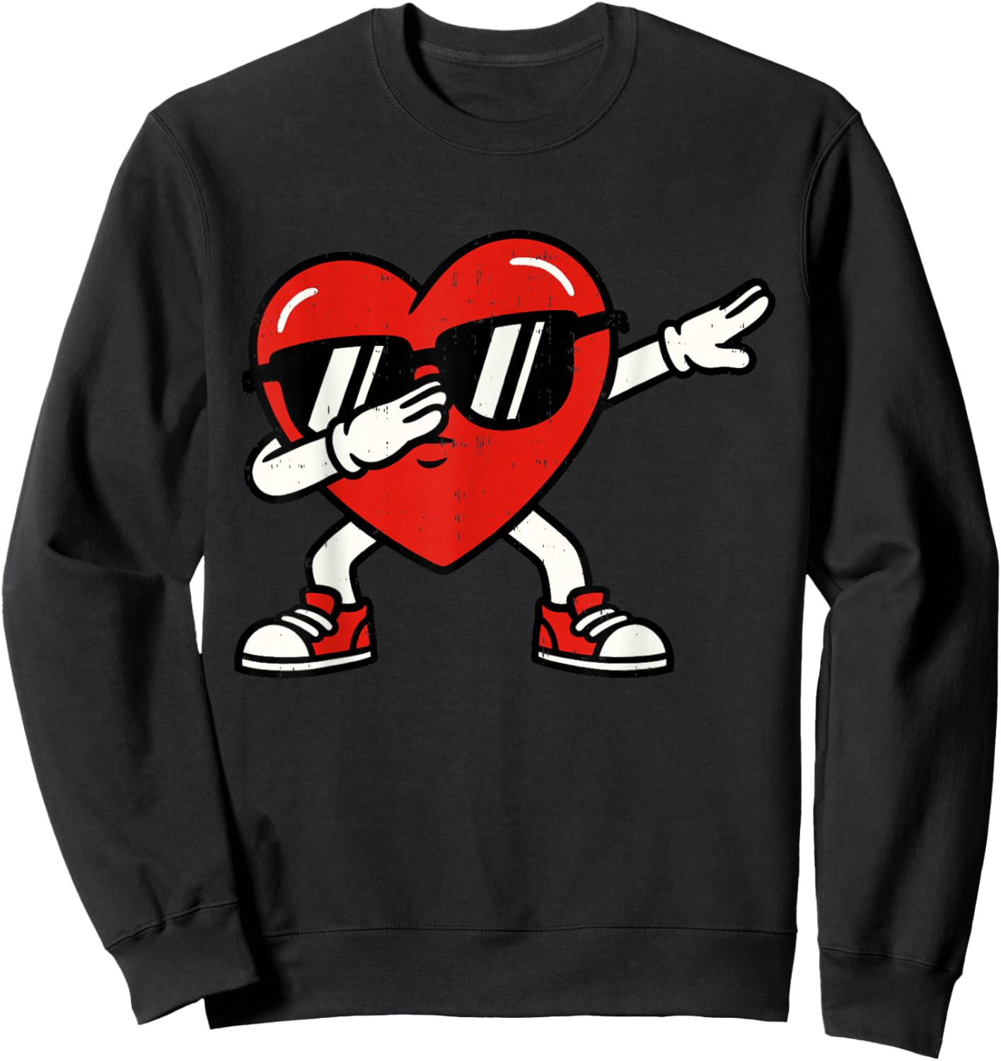 Dabbing Heart Dad Valentines Day Teens Boys Girls Kids Sweatshirt - Sweatshirt | Black