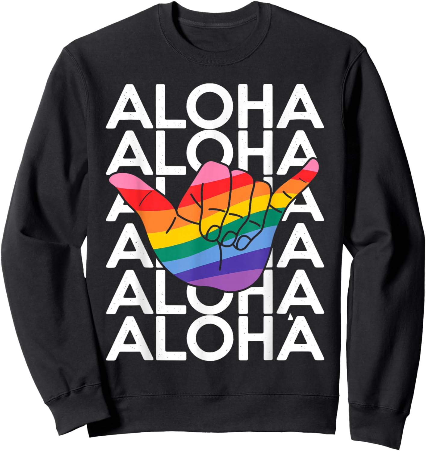 LGBTQ Aloha Hawaii Summer Vacation Pride Lesbian Rainbow Sweatshirt - Sweatshirt | Black